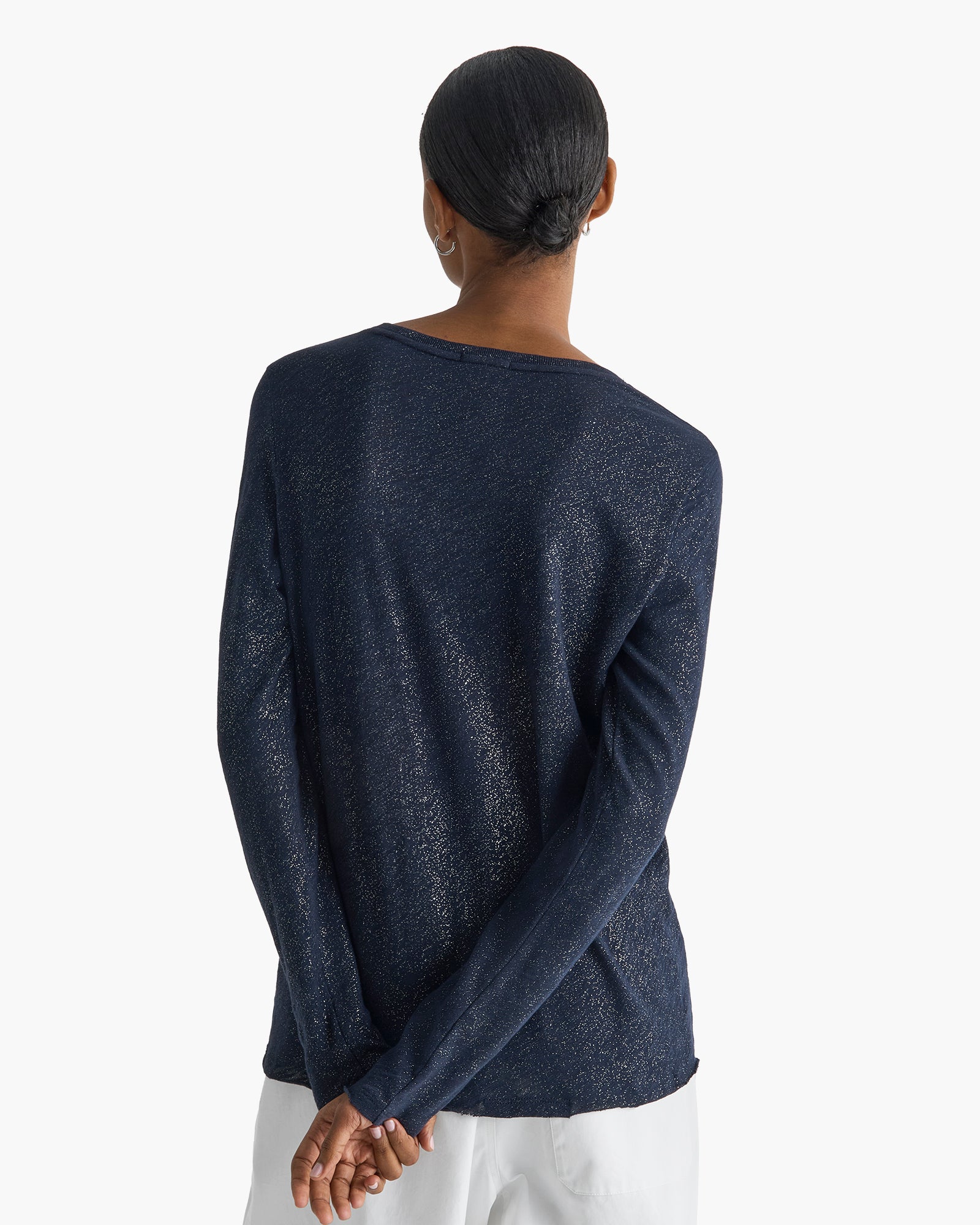 Slub Jersey Long Sleeve Destroyed Wash Tee - Obsidian Silver