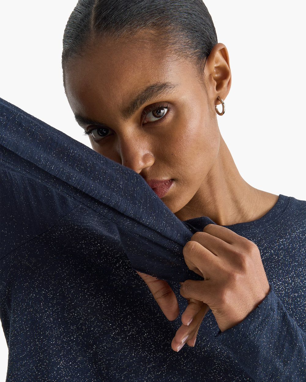 Slub Jersey Long Sleeve Destroyed Wash Tee - Obsidian Silver