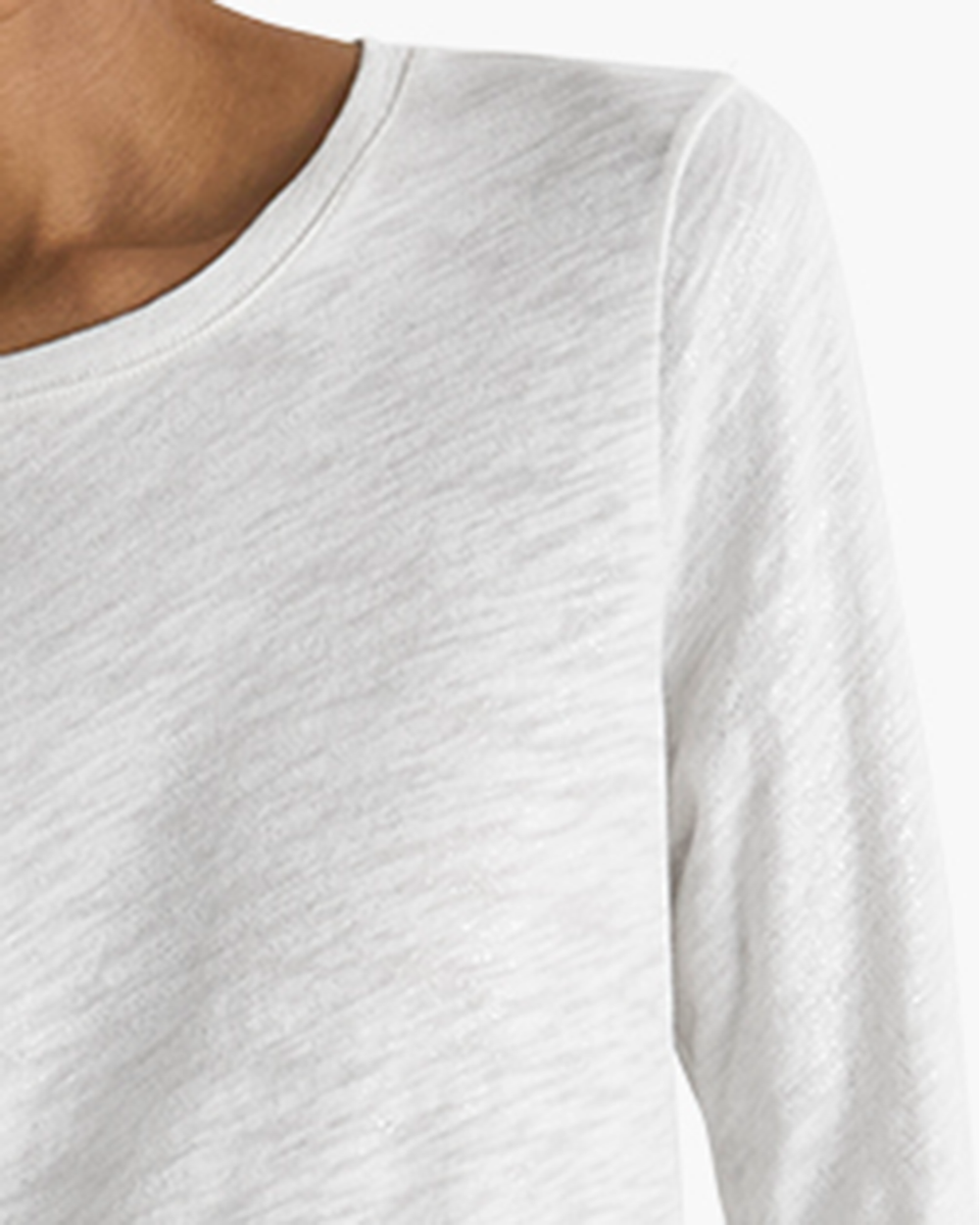 Slub Jersey Long Sleeve Destroyed Wash Tee - Seashell Silver