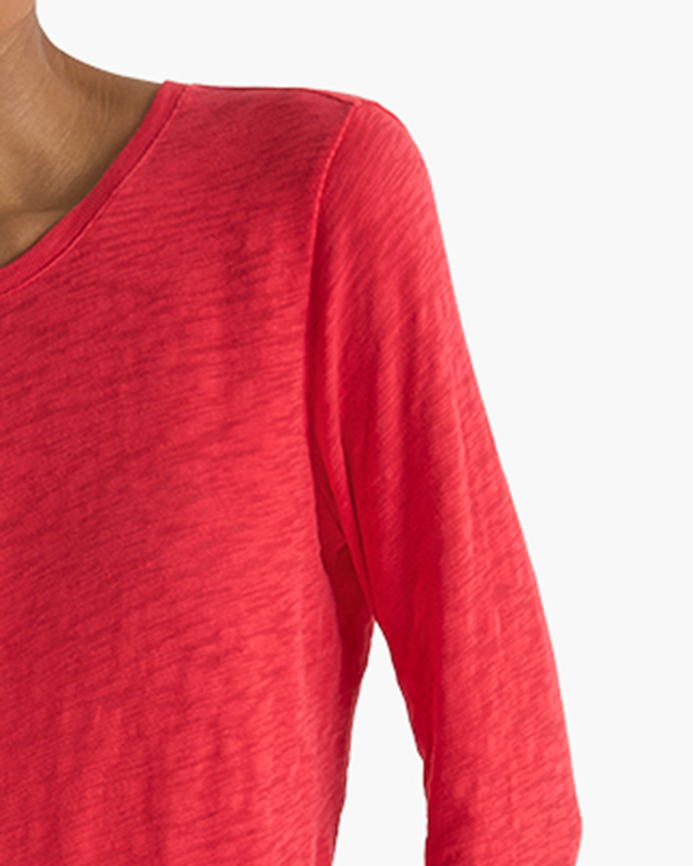 Slub Jersey Long Sleeve Destroyed Wash Tee - Cardinal Red