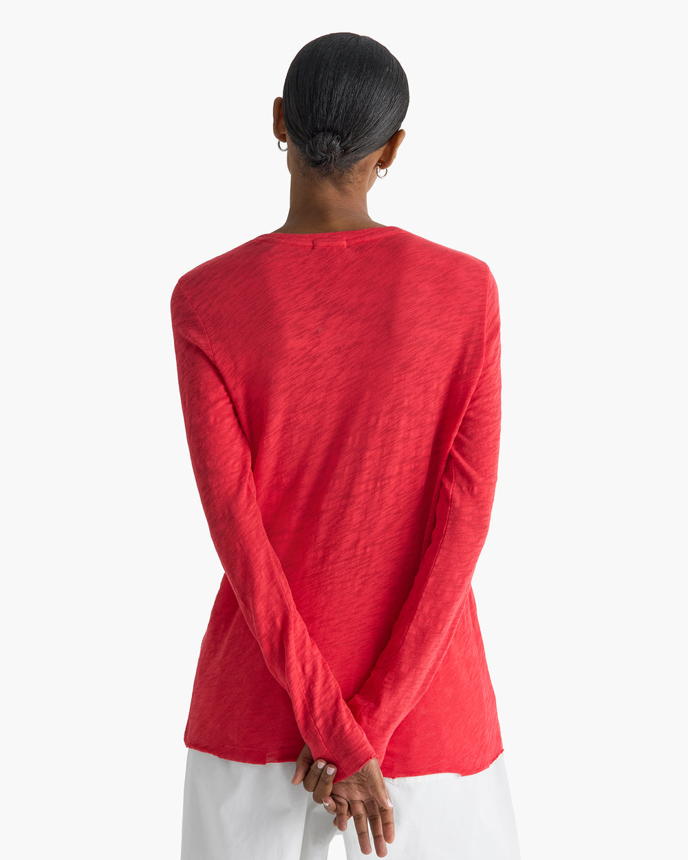 Slub Jersey Long Sleeve Destroyed Wash Tee - Cardinal Red