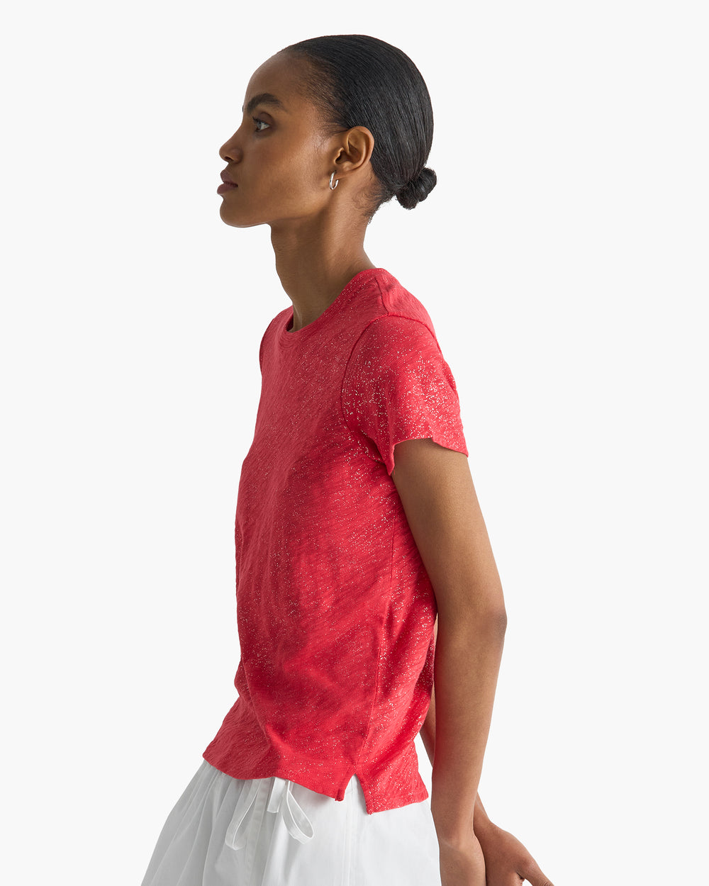 Slub Jersey Schoolboy Crew Neck Tee - Cardinal Red Silver