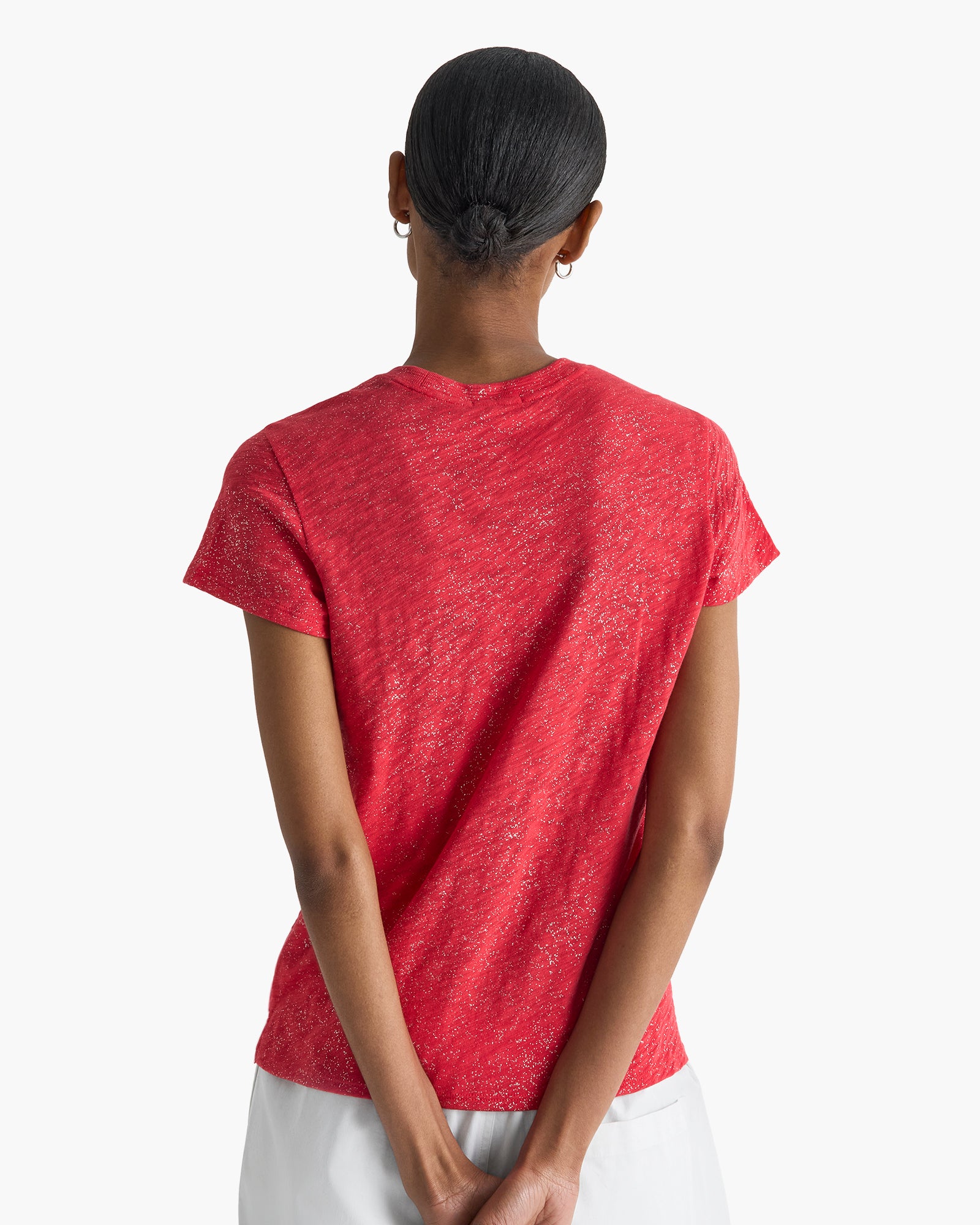 Slub Jersey Schoolboy Crew Neck Tee - Cardinal Red Silver