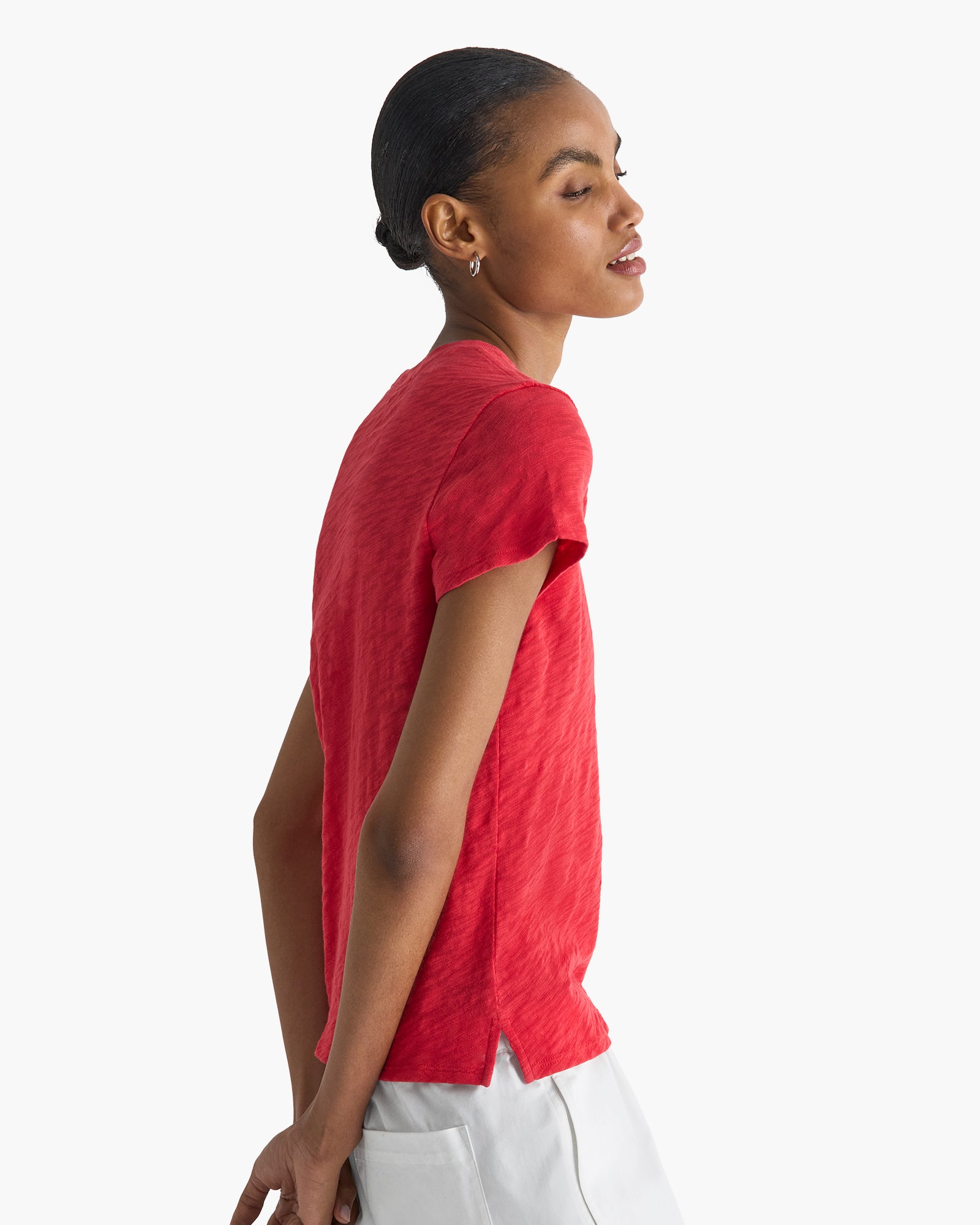 Slub Jersey Schoolboy Crew Neck Tee - Cardinal Red