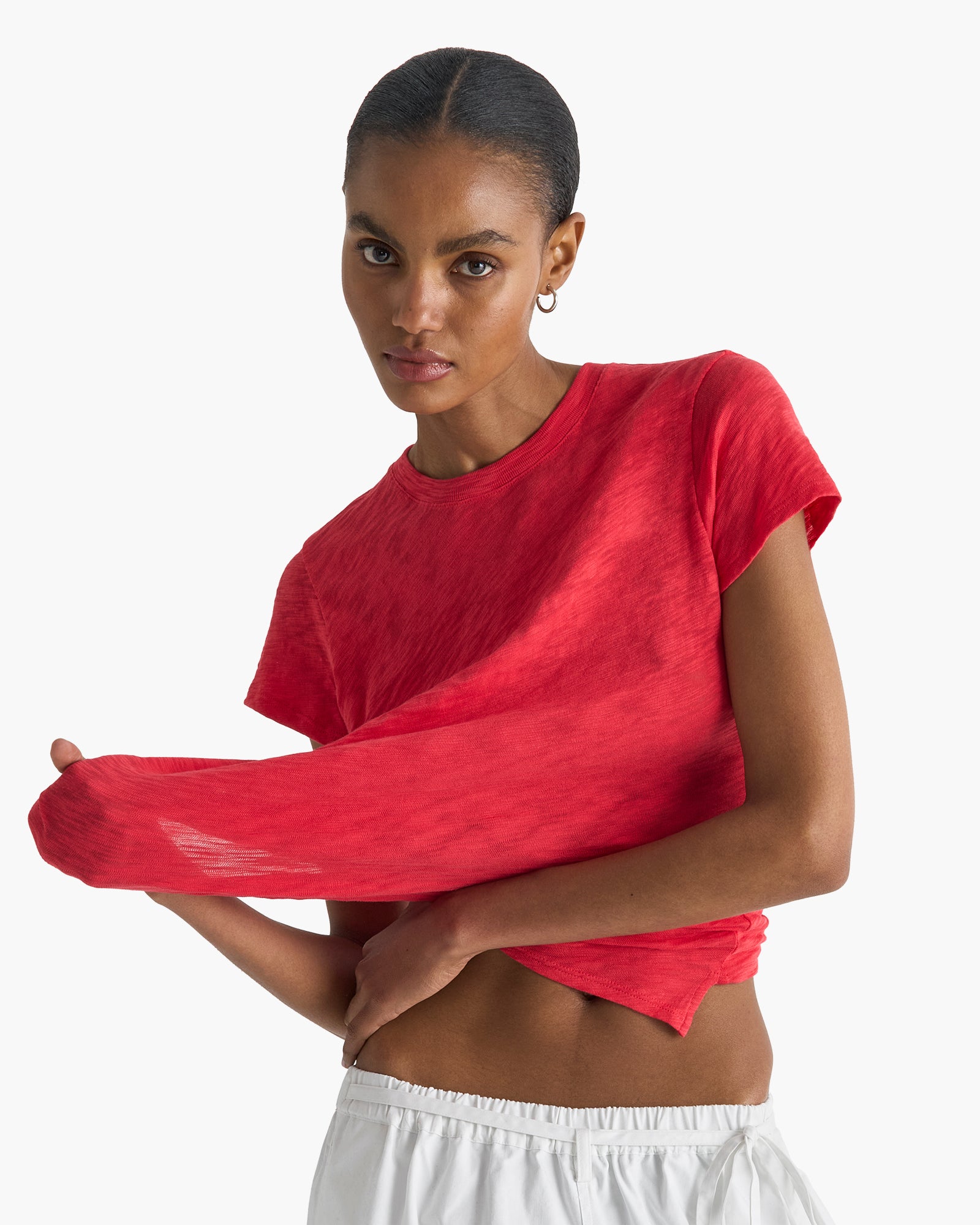 Slub Jersey Schoolboy Crew Neck Tee - Cardinal Red