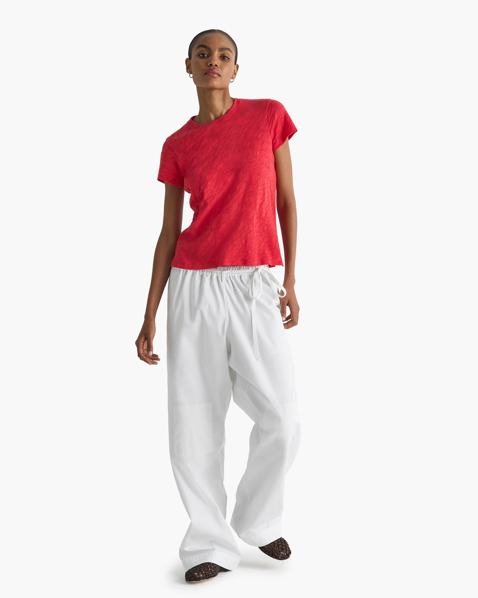 Slub Jersey Schoolboy Crew Neck Tee - Cardinal Red