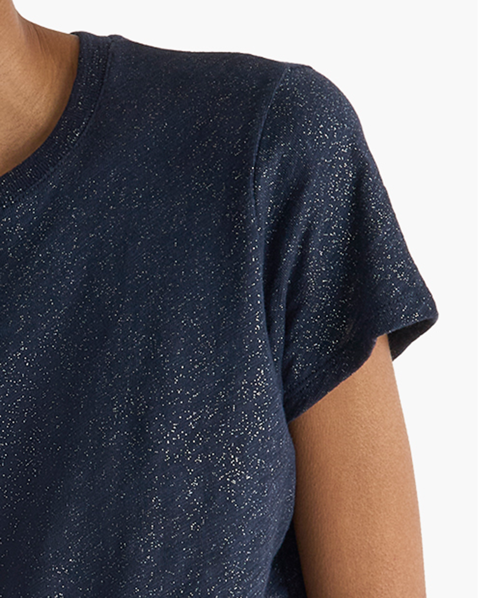 Slub Jersey Schoolboy Crew Neck Tee - Obsidian Silver