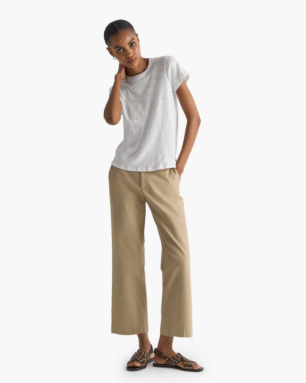 Slub Jersey Schoolboy Crew Neck Tee - Seashell Silver