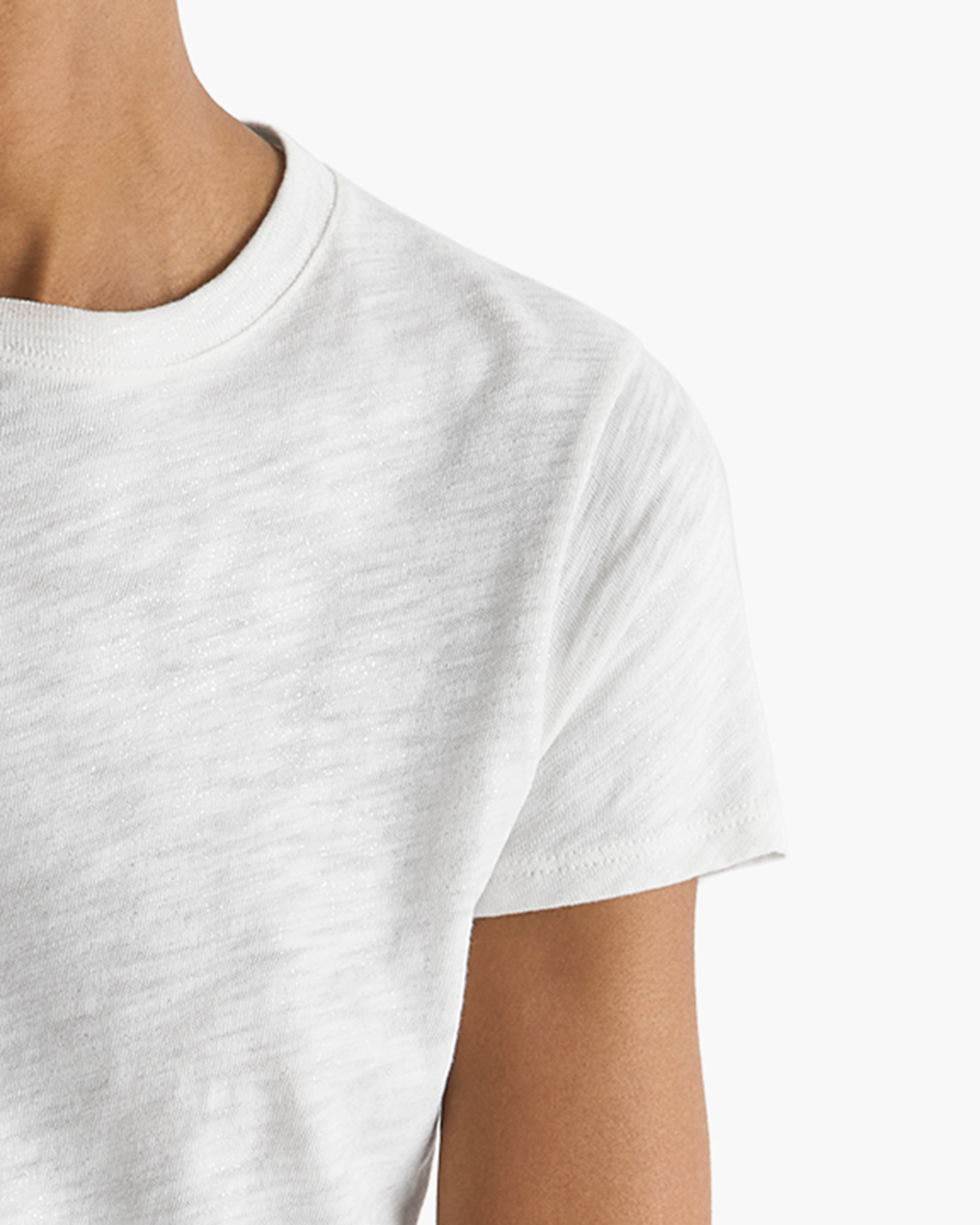 Slub Jersey Schoolboy Crew Neck Tee - Seashell Silver