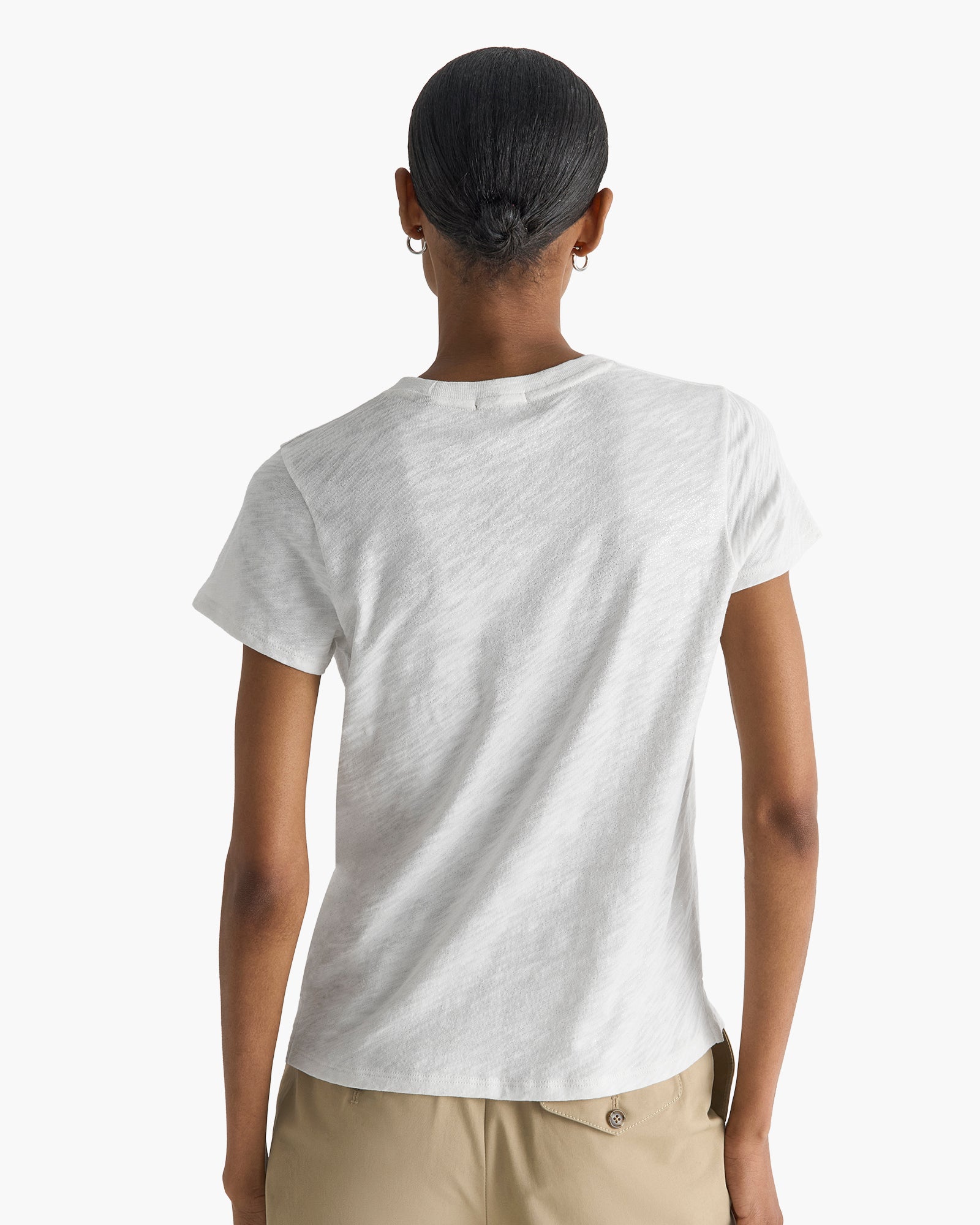 Slub Jersey Schoolboy Crew Neck Tee - Seashell Silver