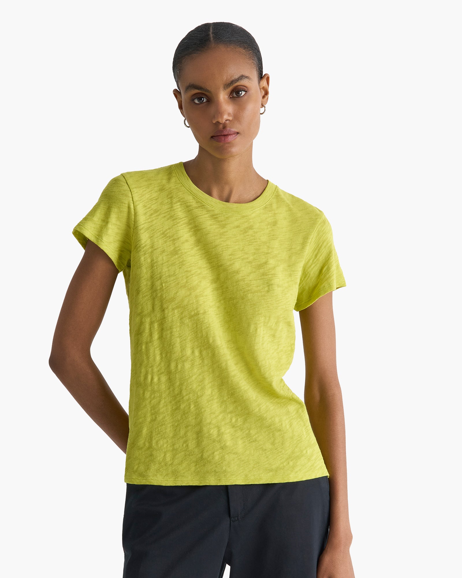 Slub Jersey Schoolboy Crew Neck Tee - Citrus Leaf