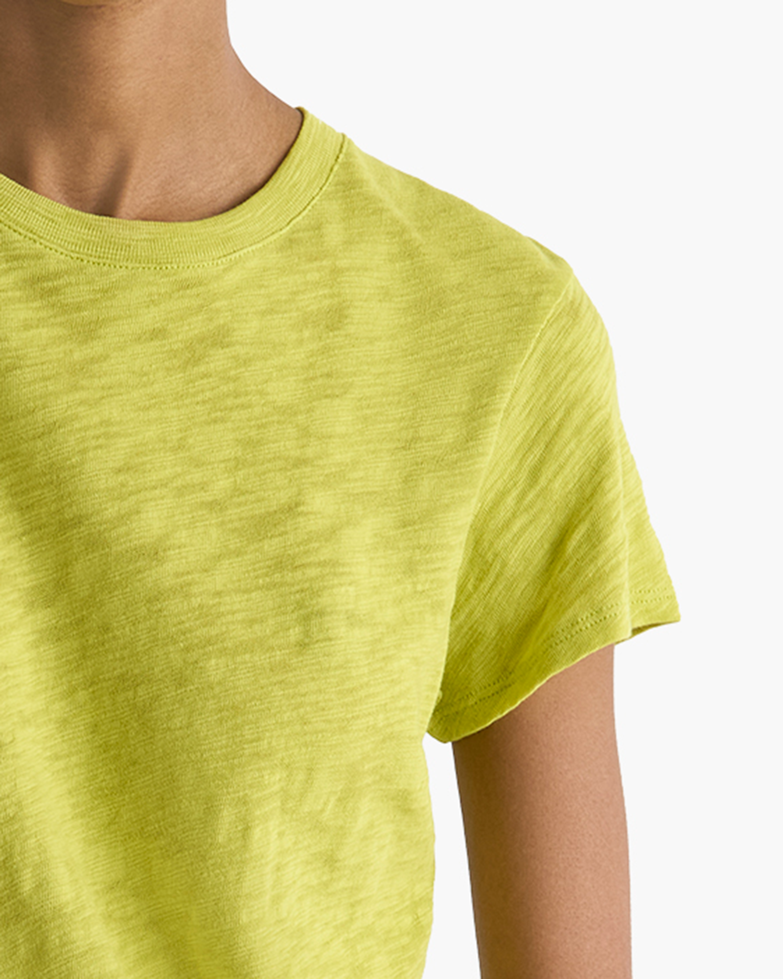 Slub Jersey Schoolboy Crew Neck Tee - Citrus Leaf