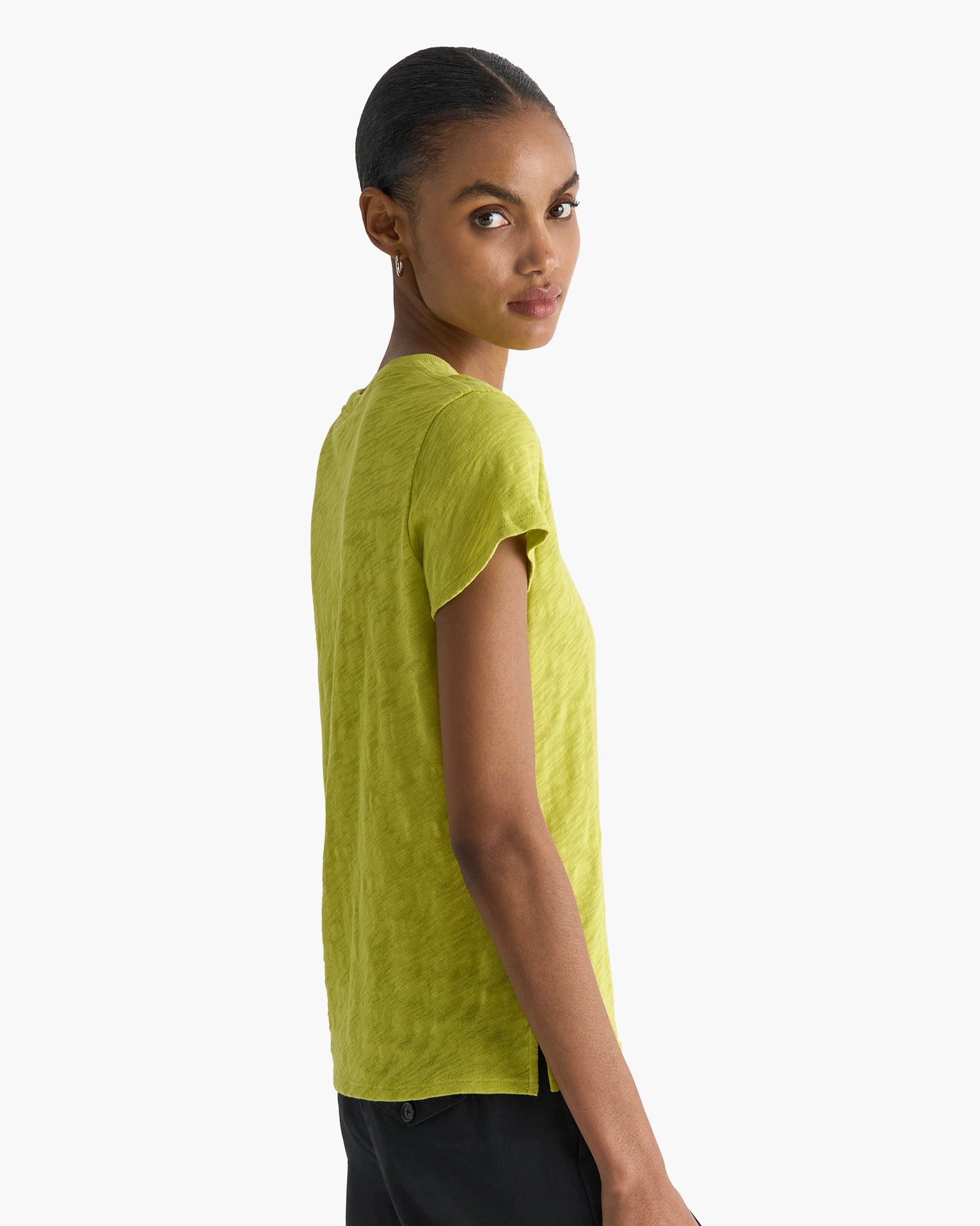 Slub Jersey Schoolboy Crew Neck Tee - Citrus Leaf