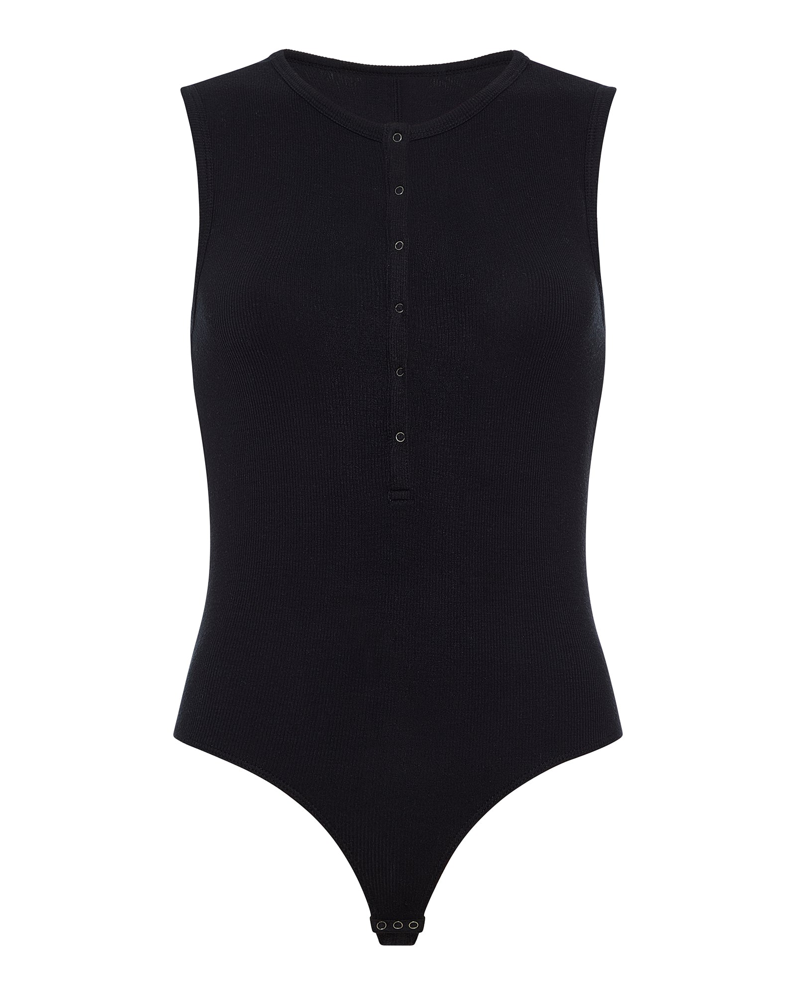 Modal Rib Henley Bodysuit - Black