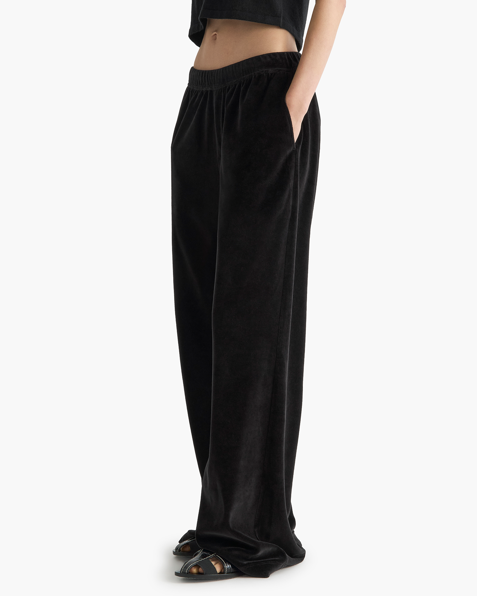 Velour Flare Pant - Black