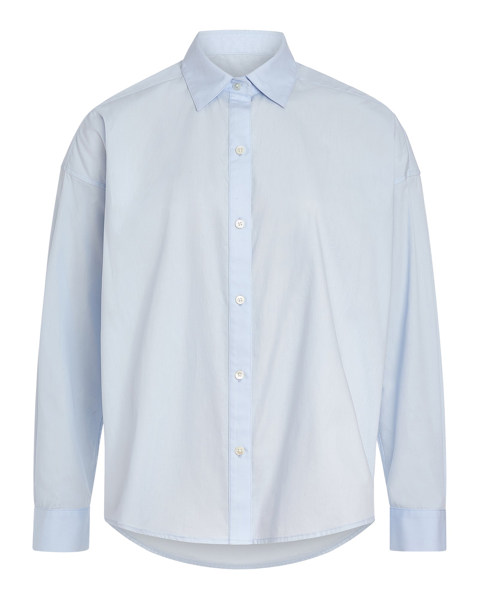 Cotton Poplin Boyfriend Shirt - Light Blue