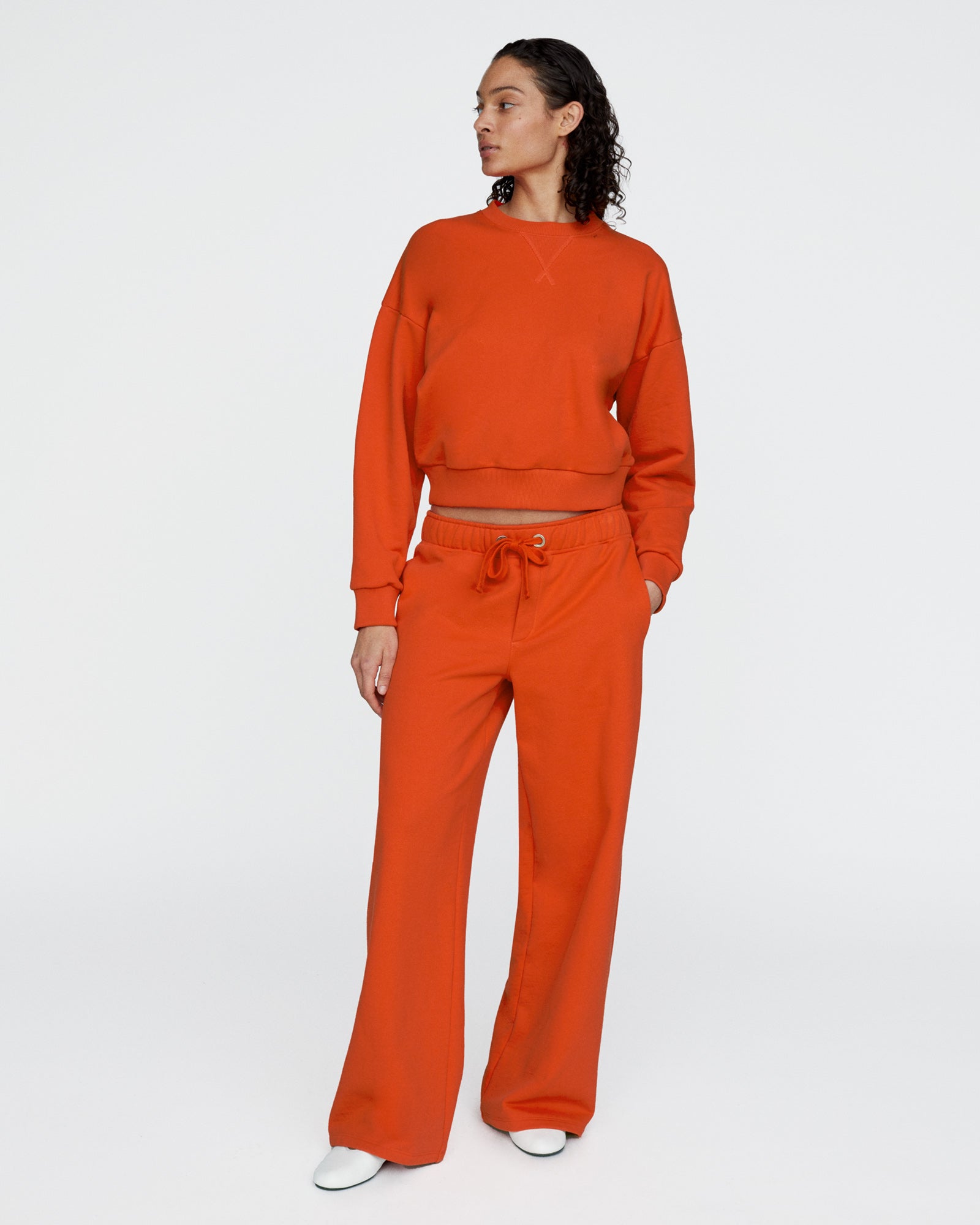 French Terry Open Bottom Sweatpants - Tomato