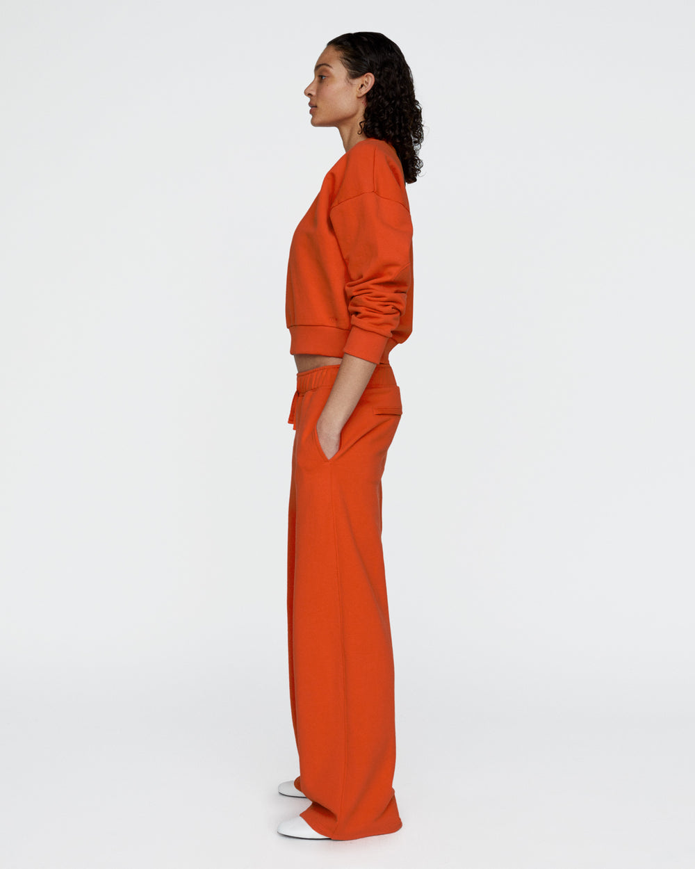 French Terry Open Bottom Sweatpants - Tomato