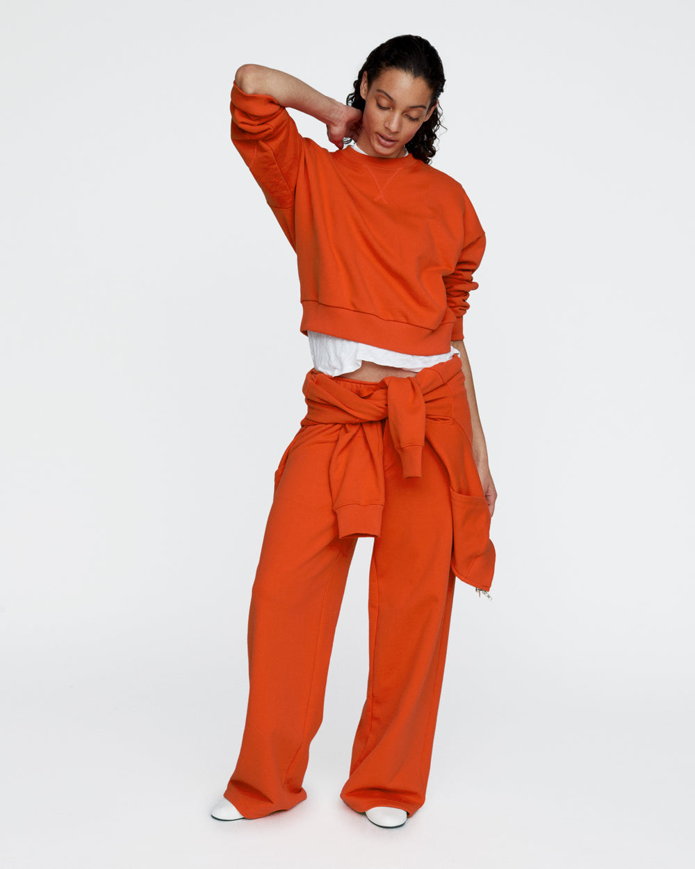 French Terry Open Bottom Sweatpants - Tomato