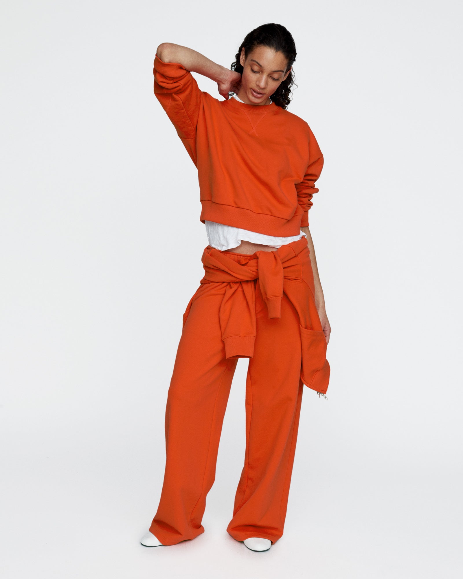 French Terry Open Bottom Sweatpants - Tomato