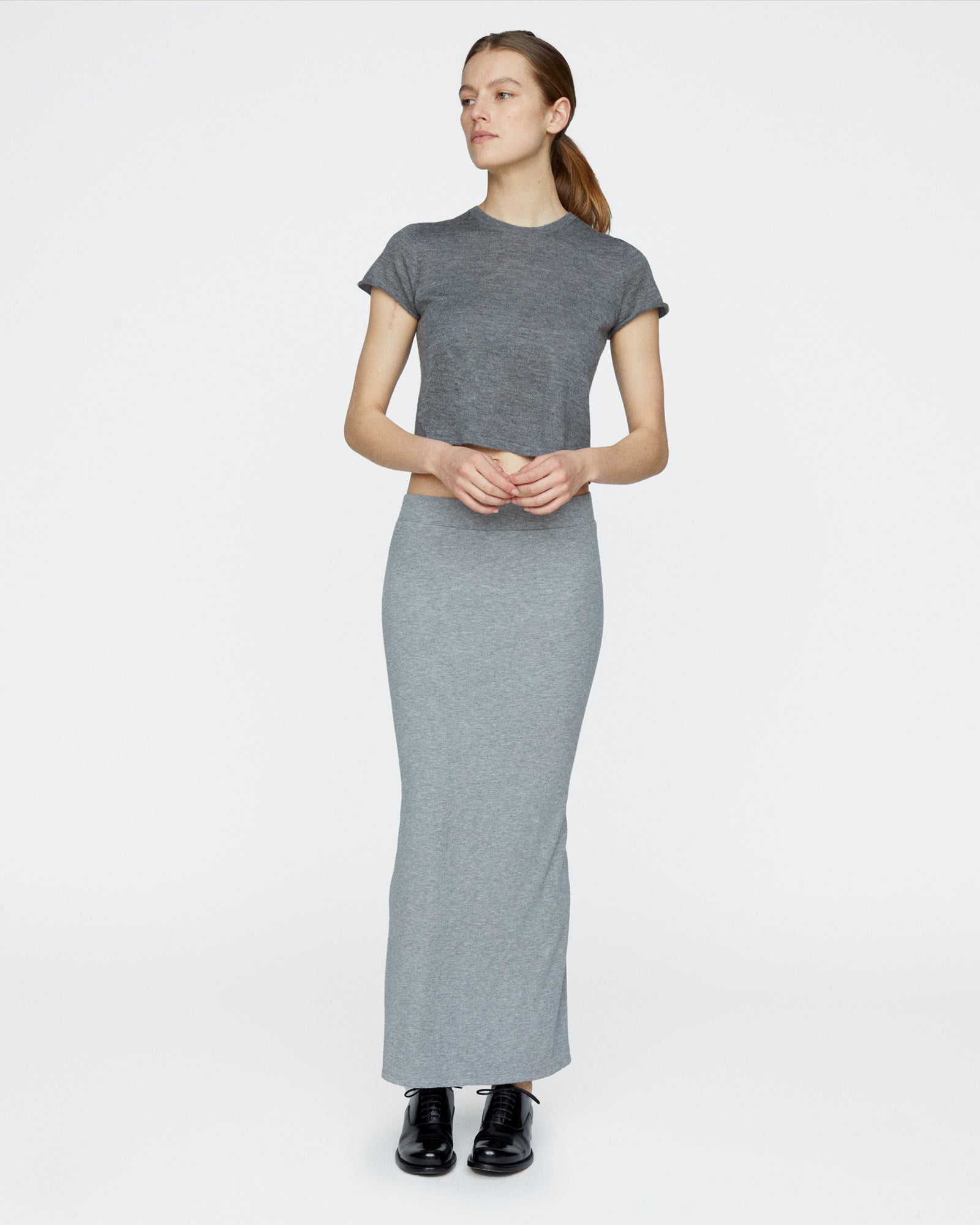 Modal Rib Skirt - Medium Heather Grey