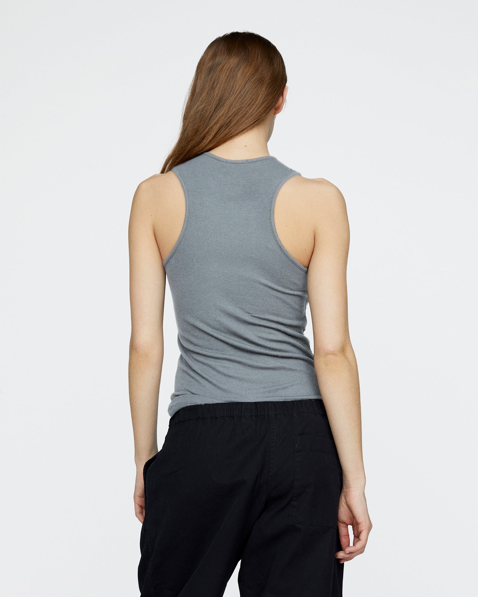Modal Rib Racer Tank - Medium Heather Grey