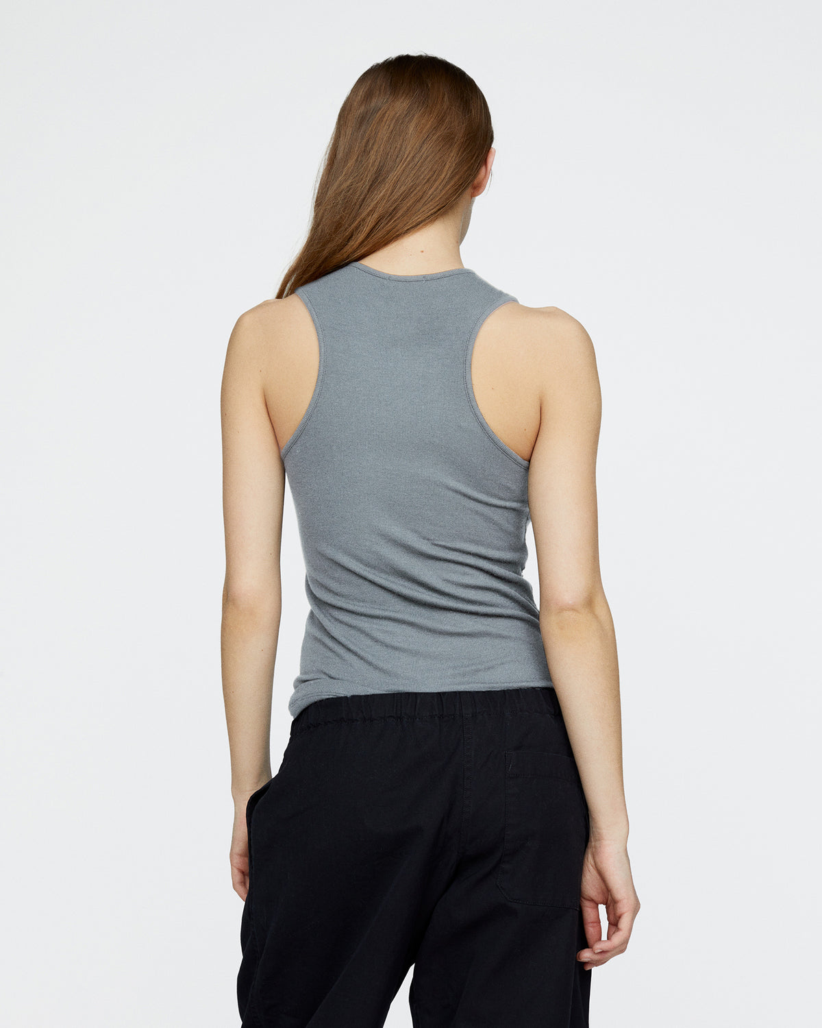 Modal Rib Racer Tank - Medium Heather Grey
