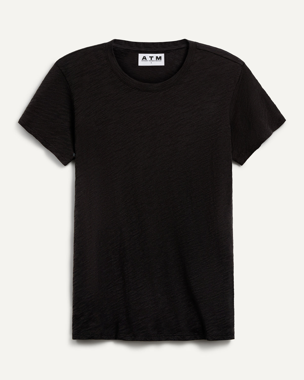 Slub Jersey Schoolboy Crew Neck Tee - Black
