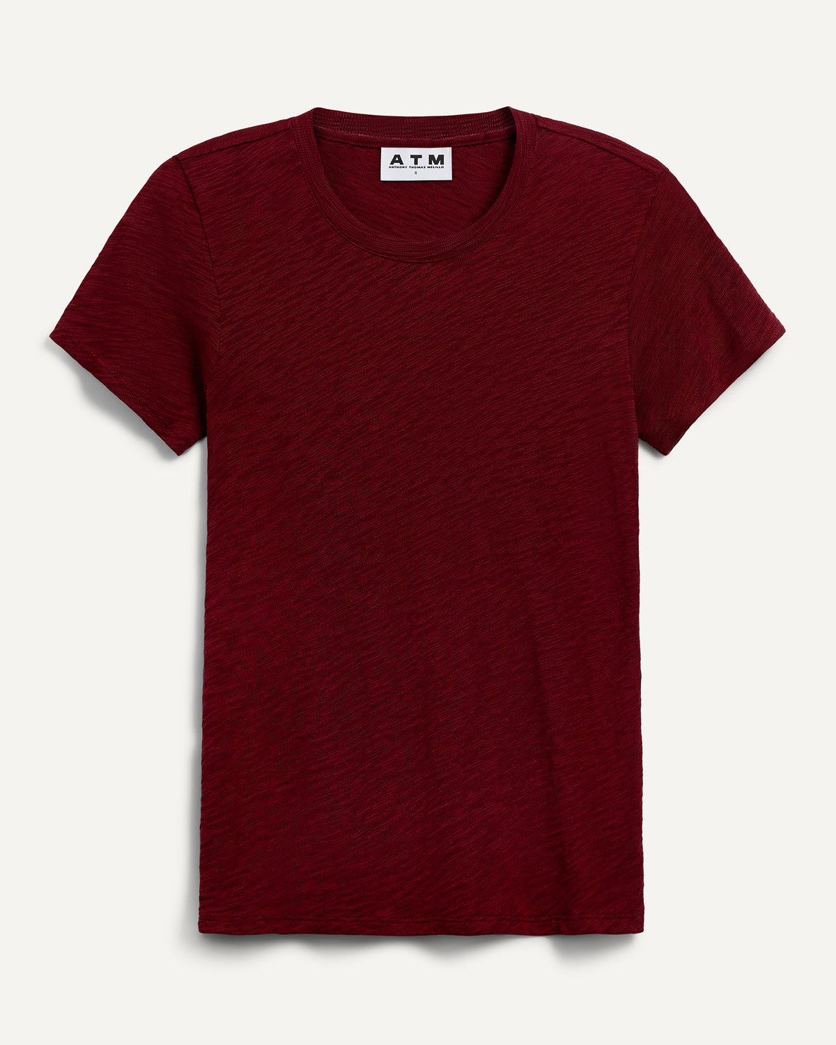 Slub Jersey Schoolboy Crew Neck Tee - Bordeaux