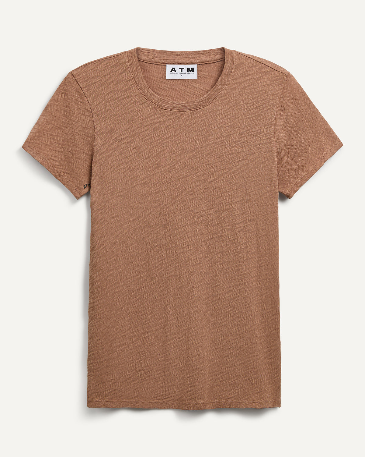 Slub Jersey Schoolboy Crew Neck Tee - Caramel