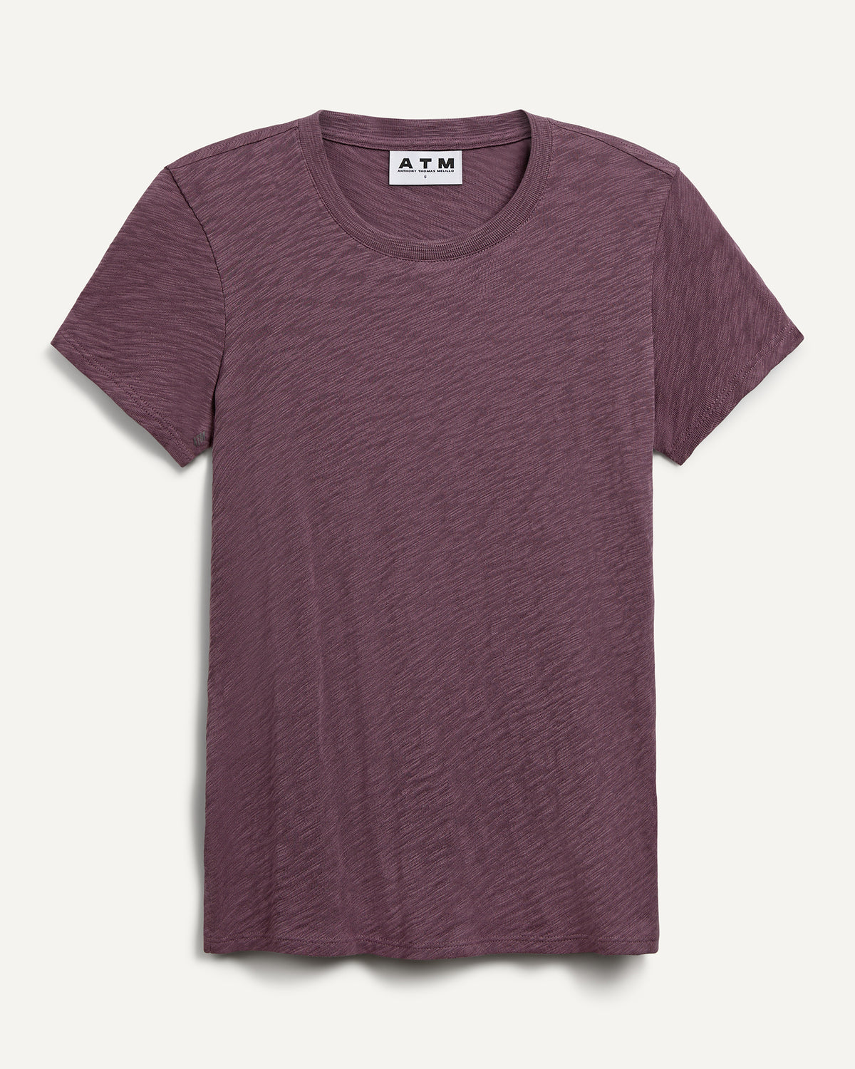 Slub Jersey Schoolboy Crew Neck Tee - Plum