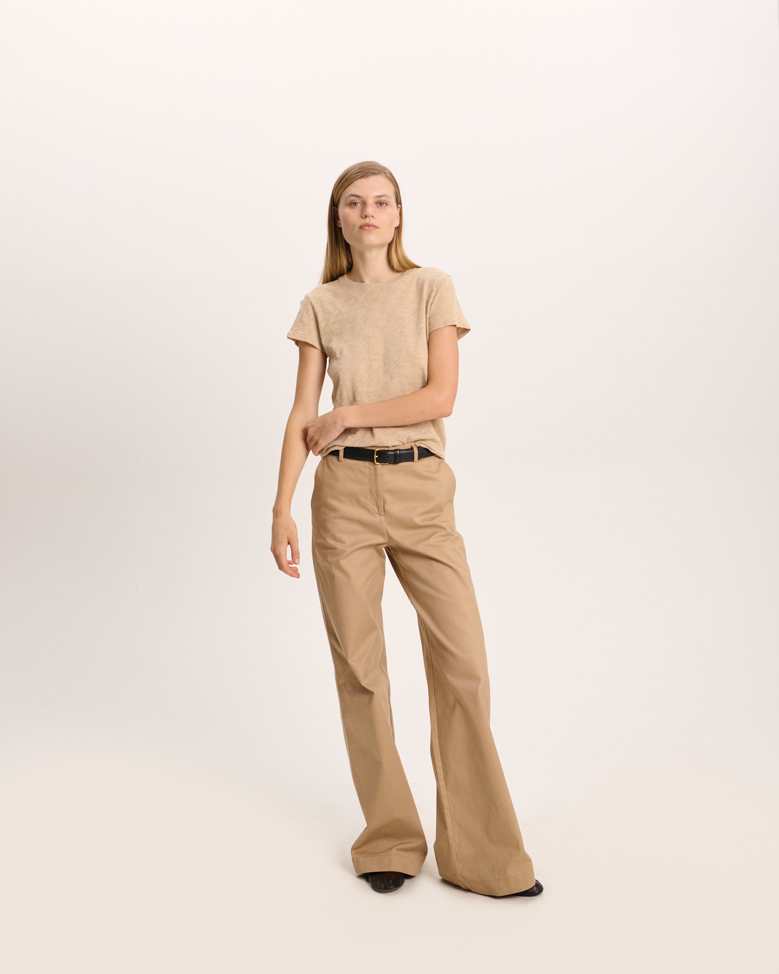 Slub Jersey Schoolboy Crew Neck Tee - Dune