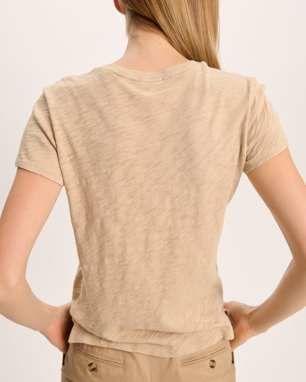 Slub Jersey Schoolboy Crew Neck Tee - Dune