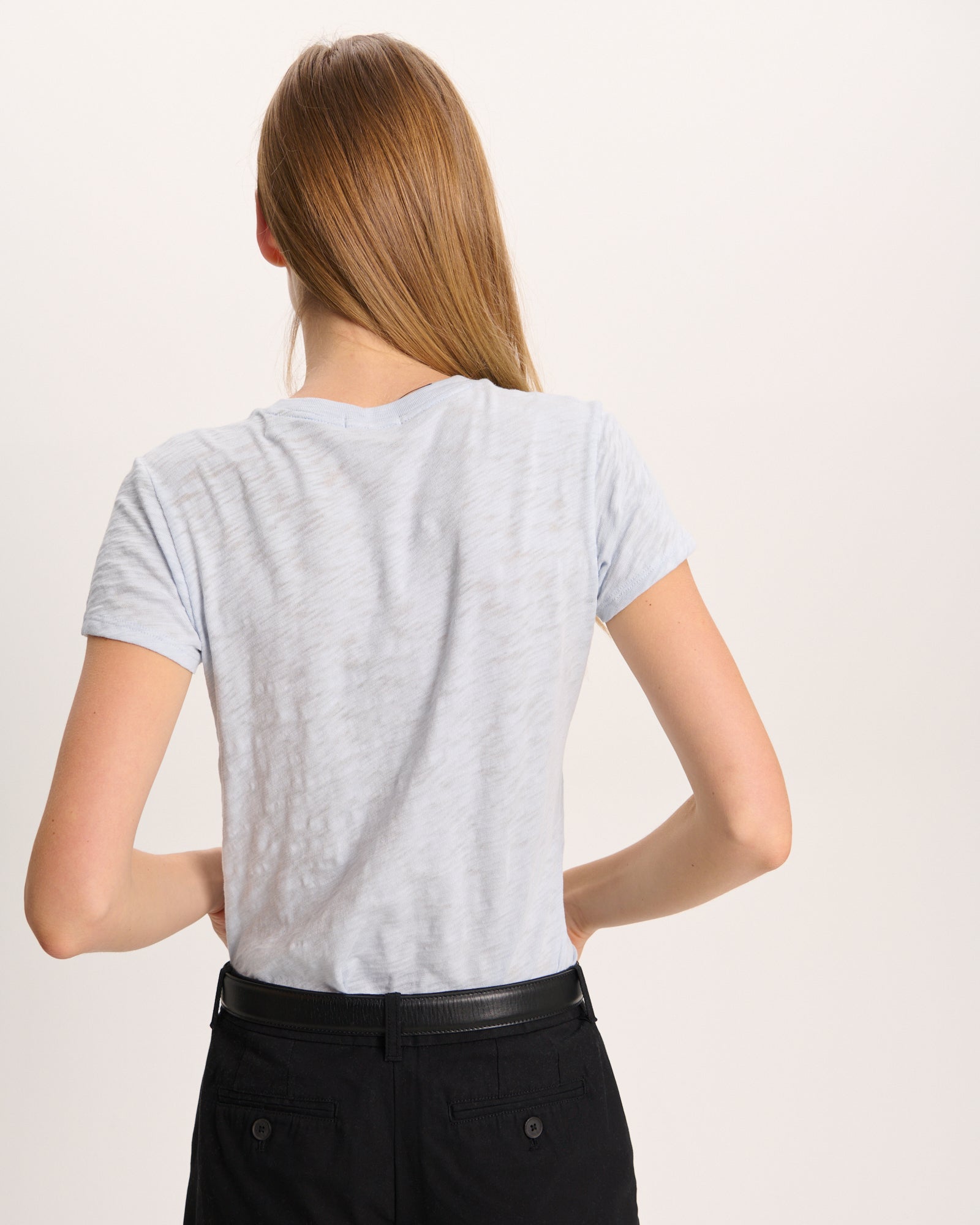 Slub Jersey Schoolboy Crew Neck Tee - Pale Blue
