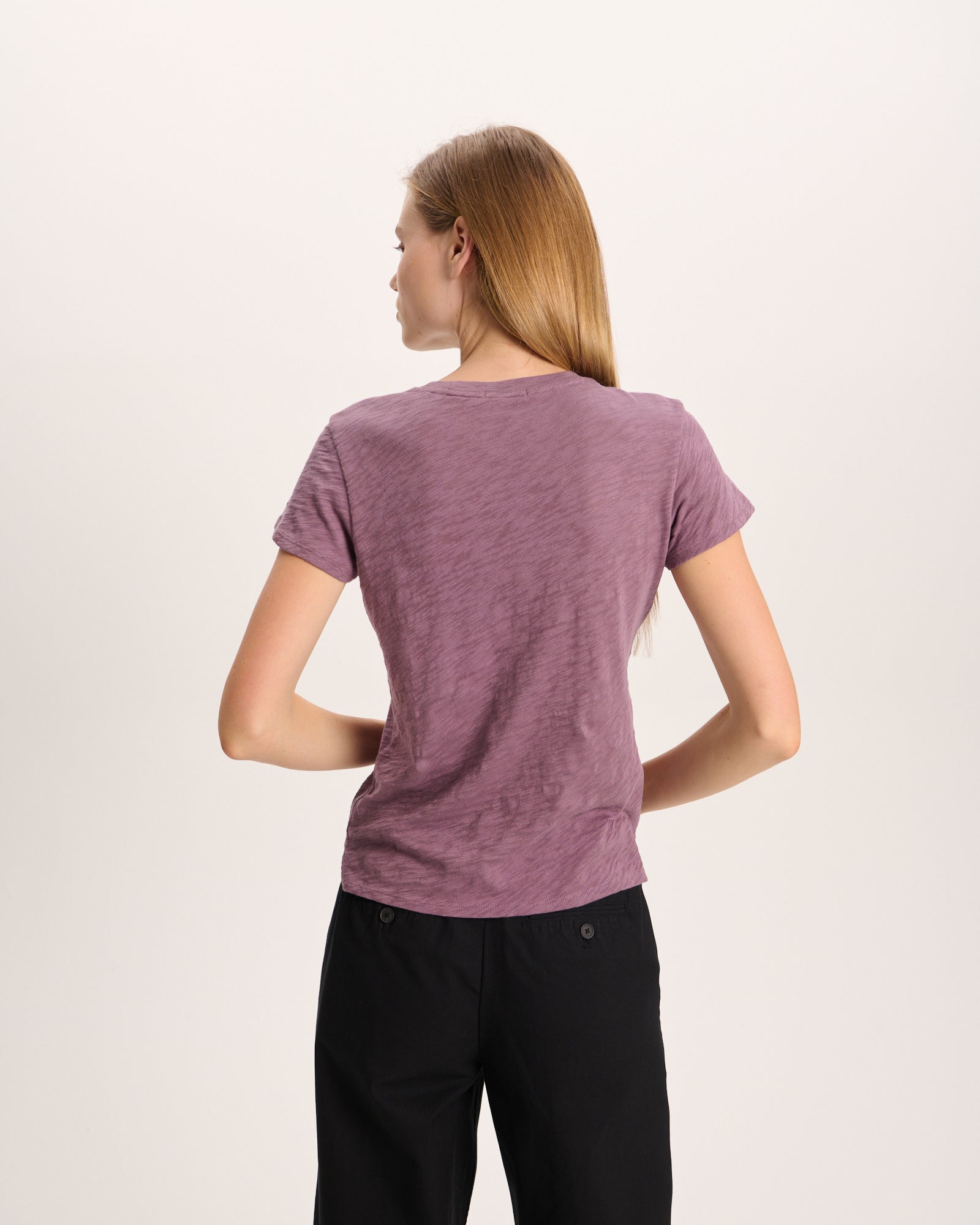 Slub Jersey Schoolboy Crew Neck Tee - Plum