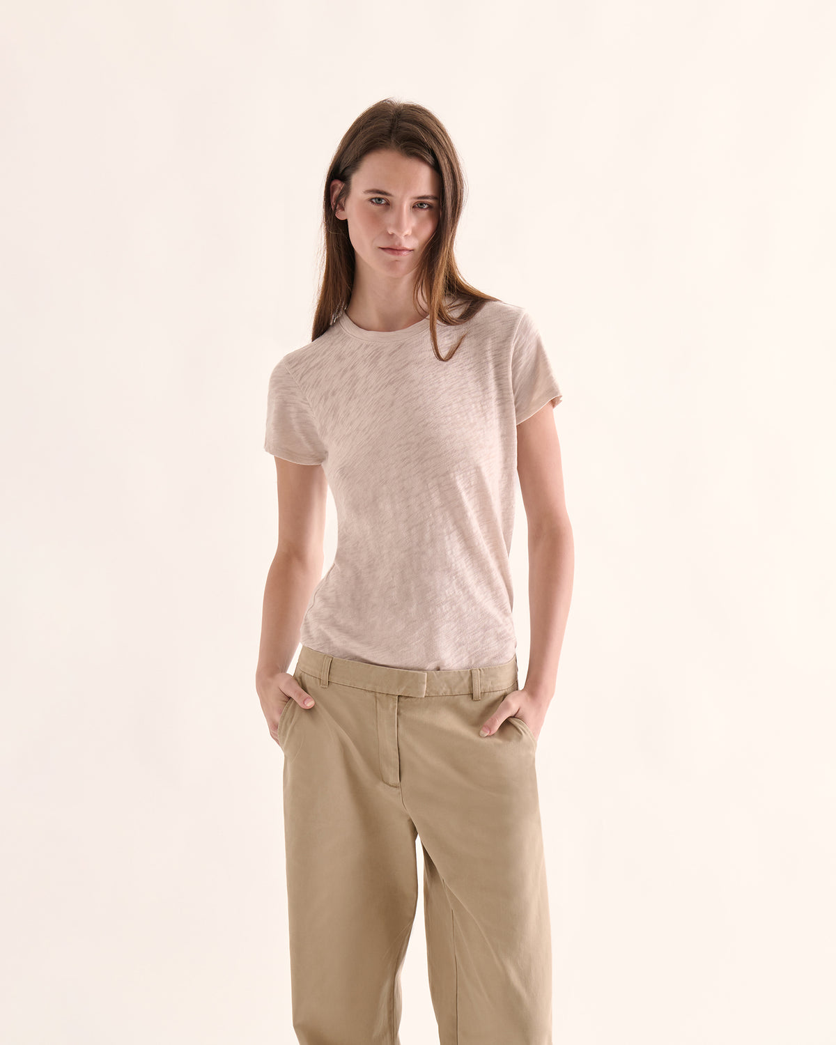 Slub Jersey Schoolboy Crew Neck Tee - Blush