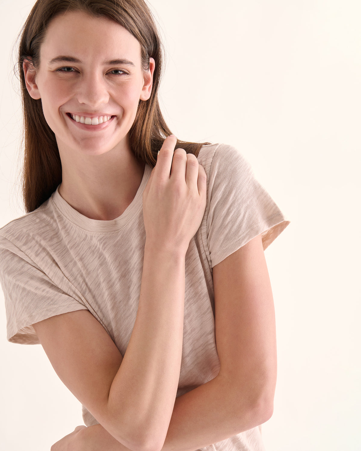 Slub Jersey Schoolboy Crew Neck Tee - Blush