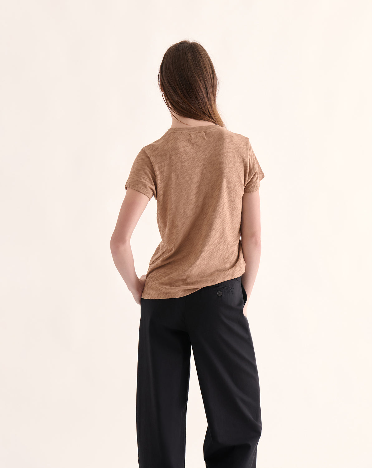 Slub Jersey Schoolboy Crew Neck Tee - Caramel