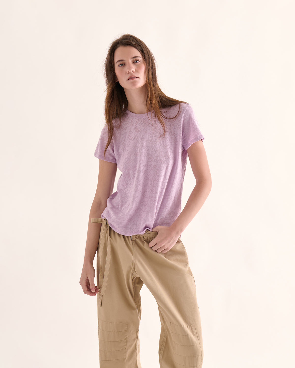 Slub Jersey Schoolboy Crew Neck Tee - Wild Orchid