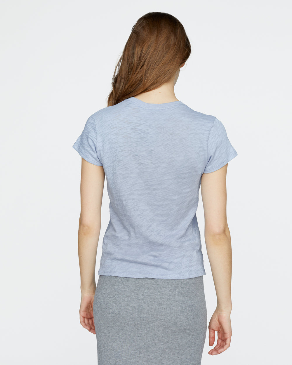 Slub Jersey Schoolboy Crew Neck Tee - Cool Water