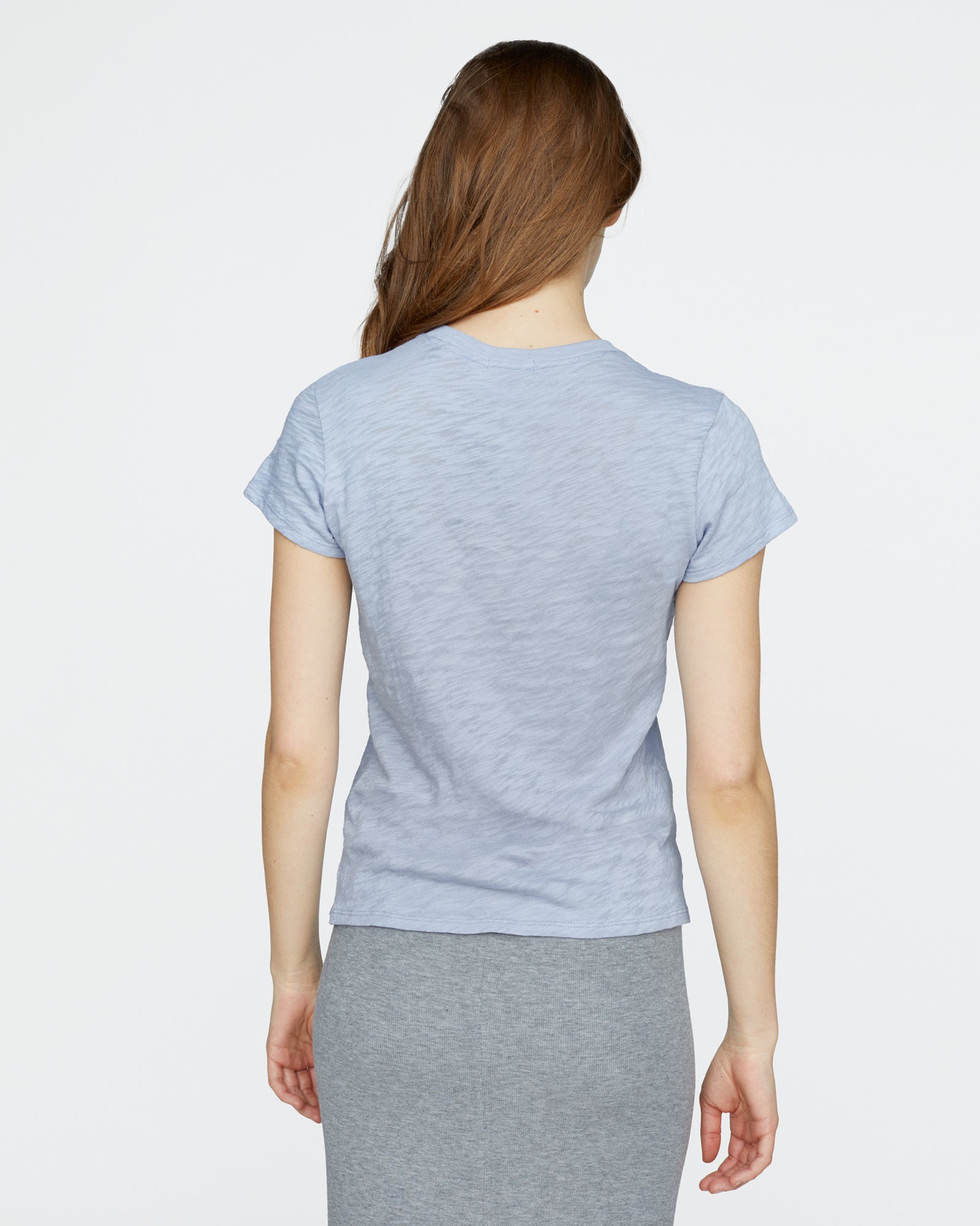 Slub Jersey Schoolboy Crew Neck Tee - Cool Water