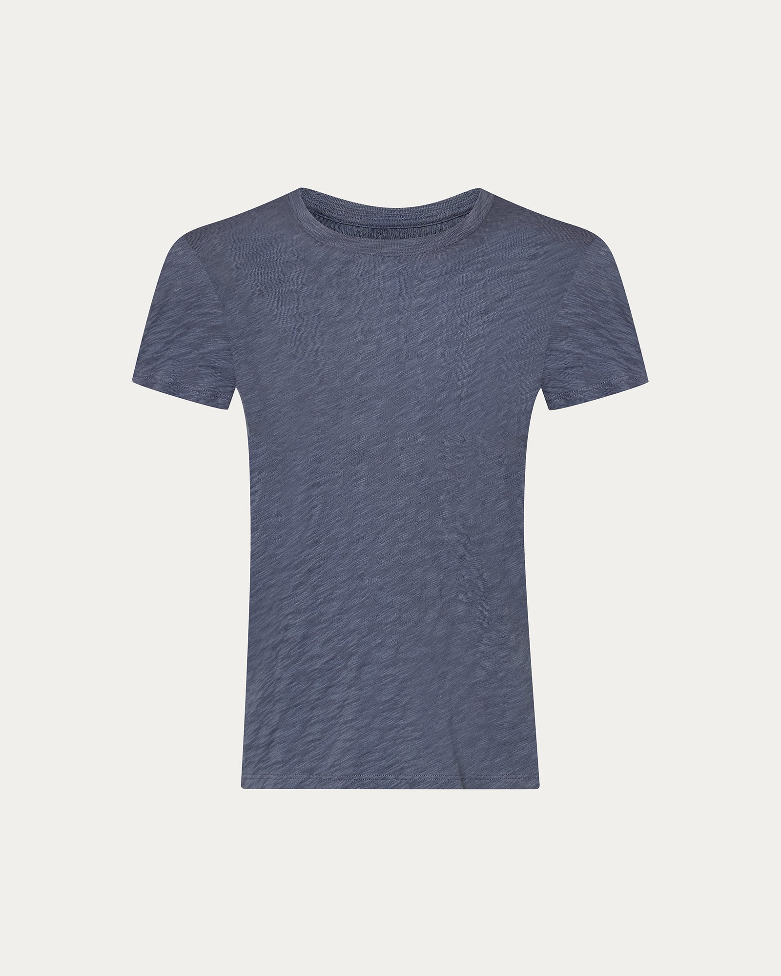 Slub Jersey Schoolboy Crew Neck Tee - Dusk Blue