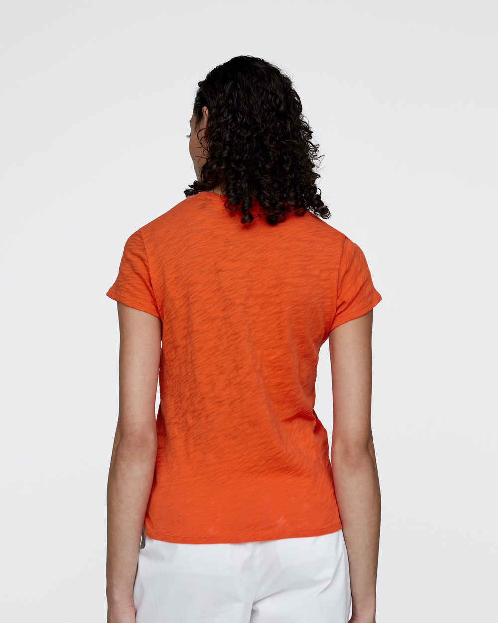 Slub Jersey Schoolboy Crew Neck Tee - Tomato