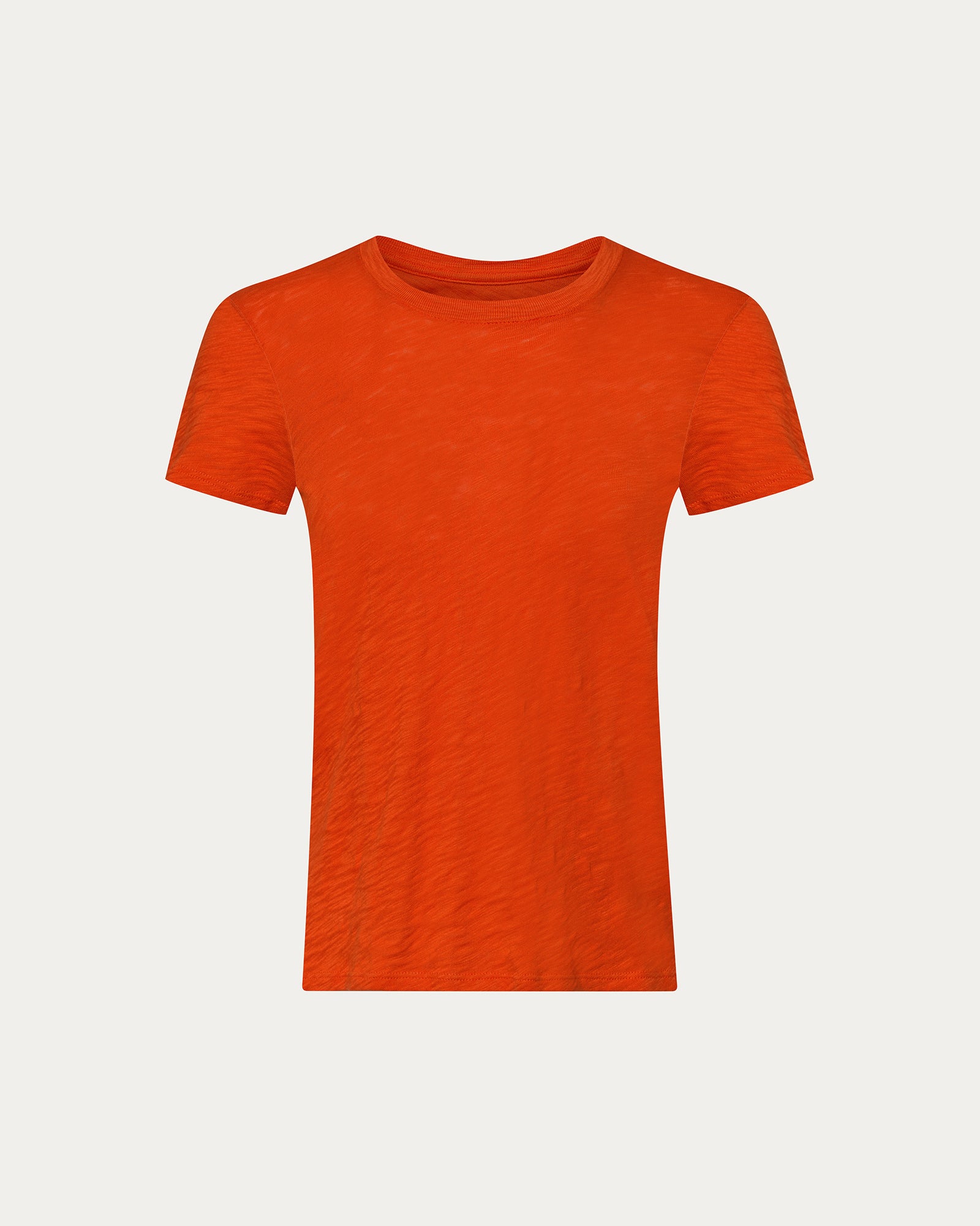 Slub Jersey Schoolboy Crew Neck Tee - Tomato
