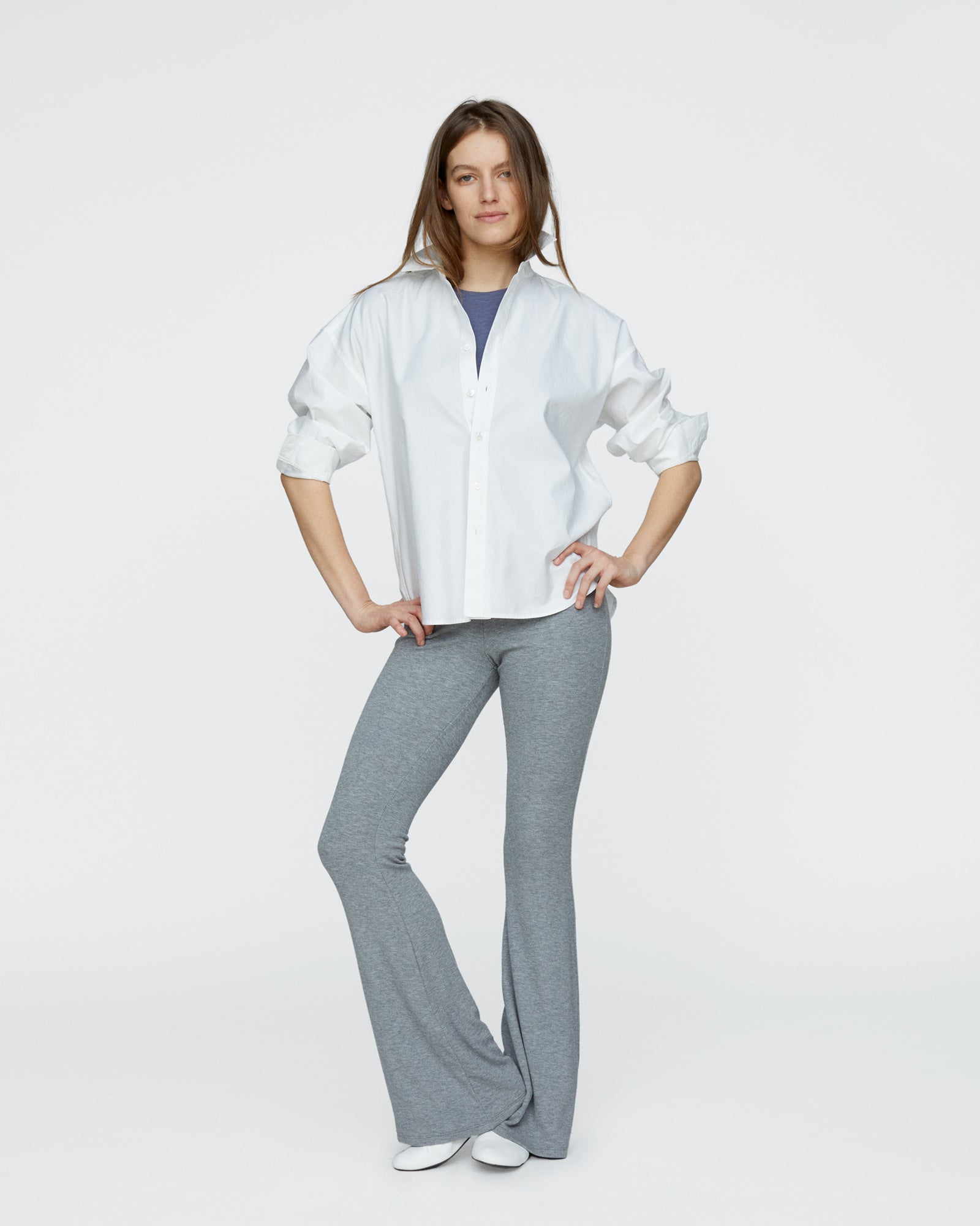 Modal Rib Flare Pant - Medium Heather Grey