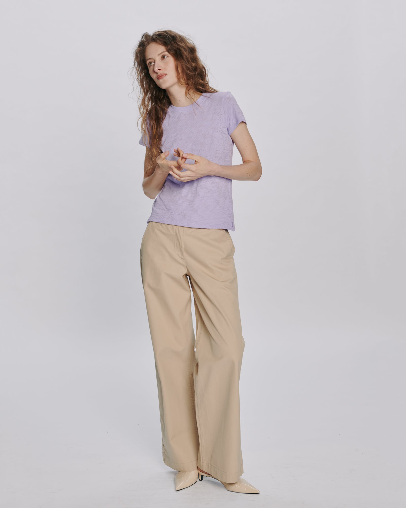 Slub Jersey Schoolboy Crew Neck Tee - Allium
