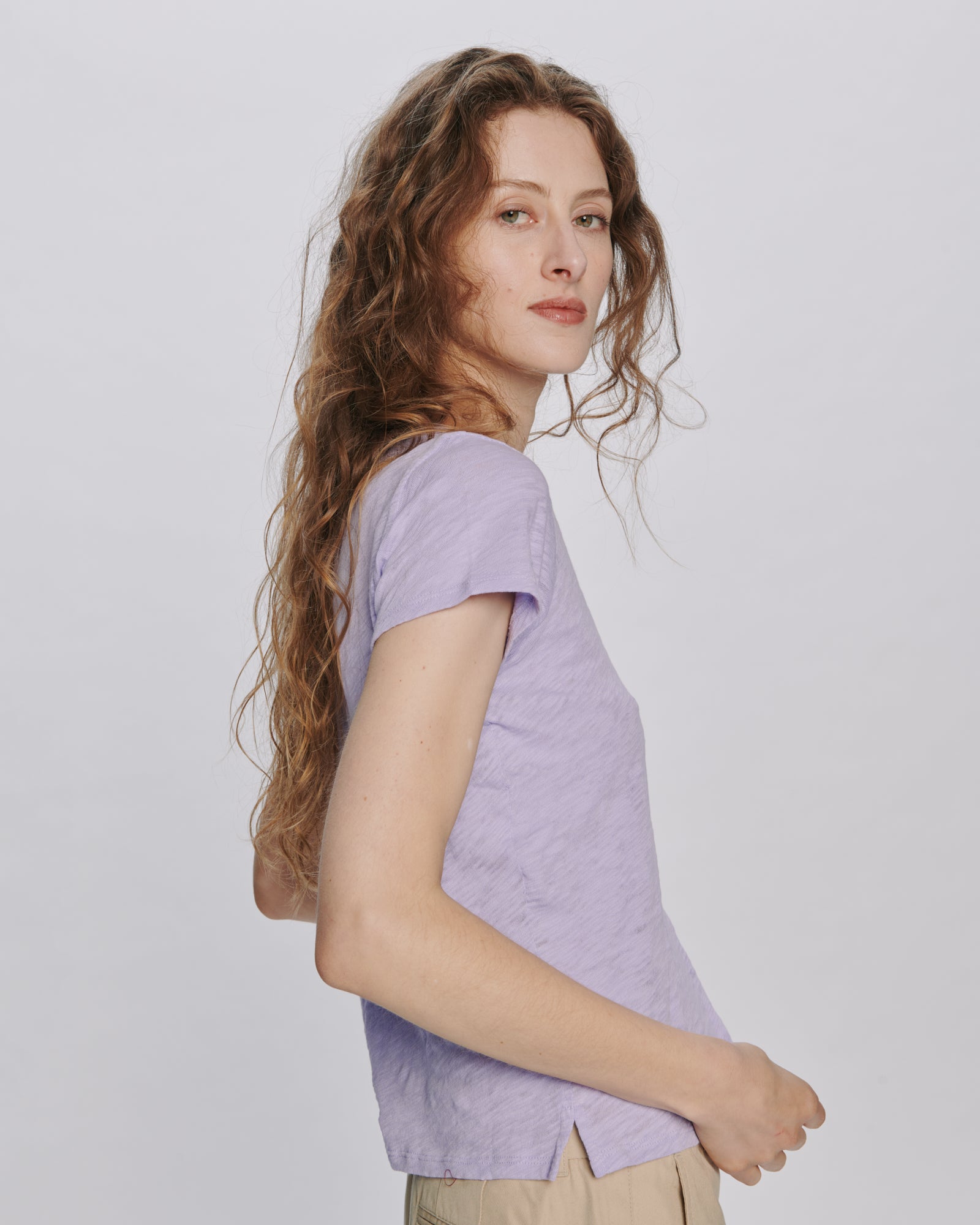 Slub Jersey Schoolboy Crew Neck Tee - Allium