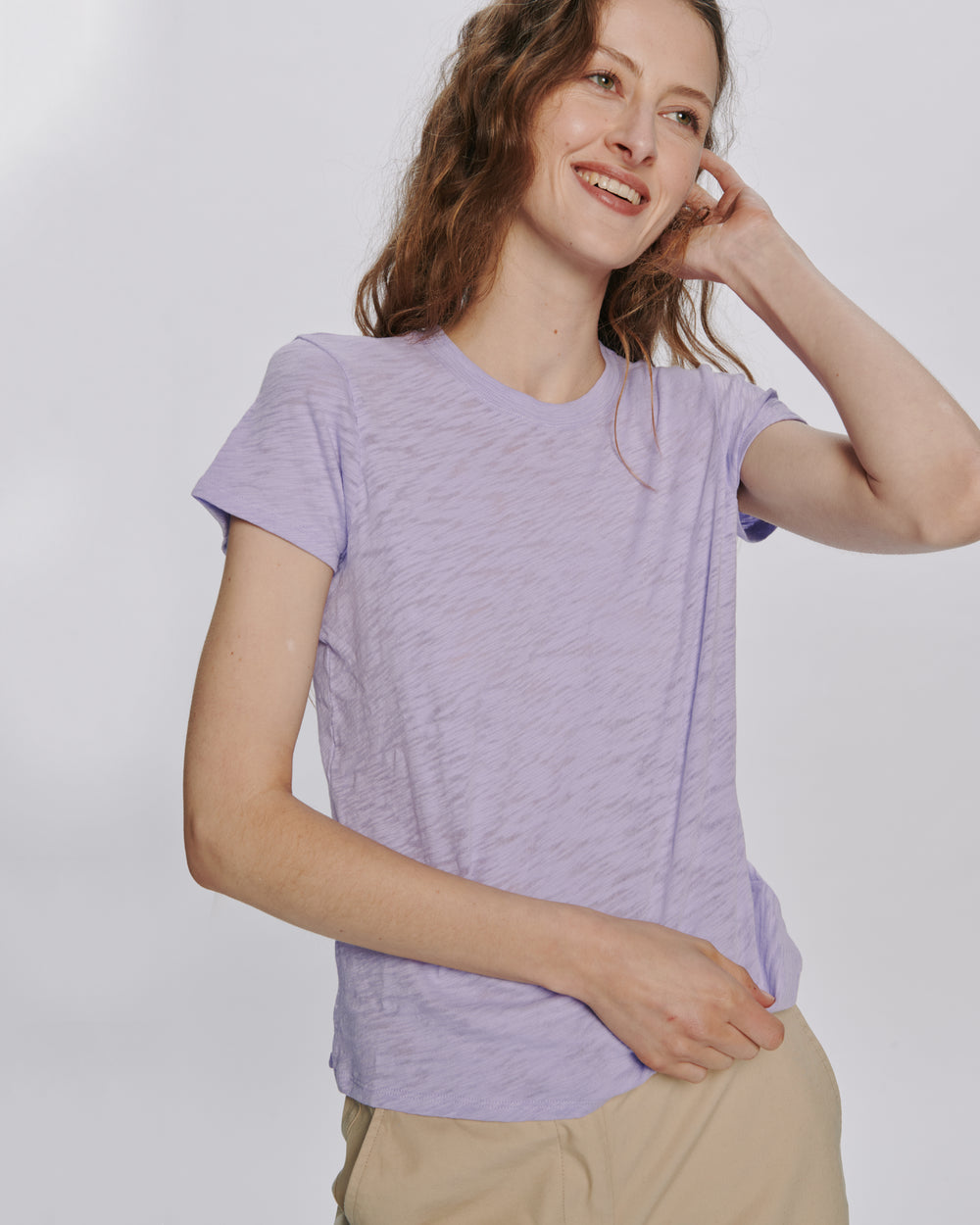 Slub Jersey Schoolboy Crew Neck Tee - Allium