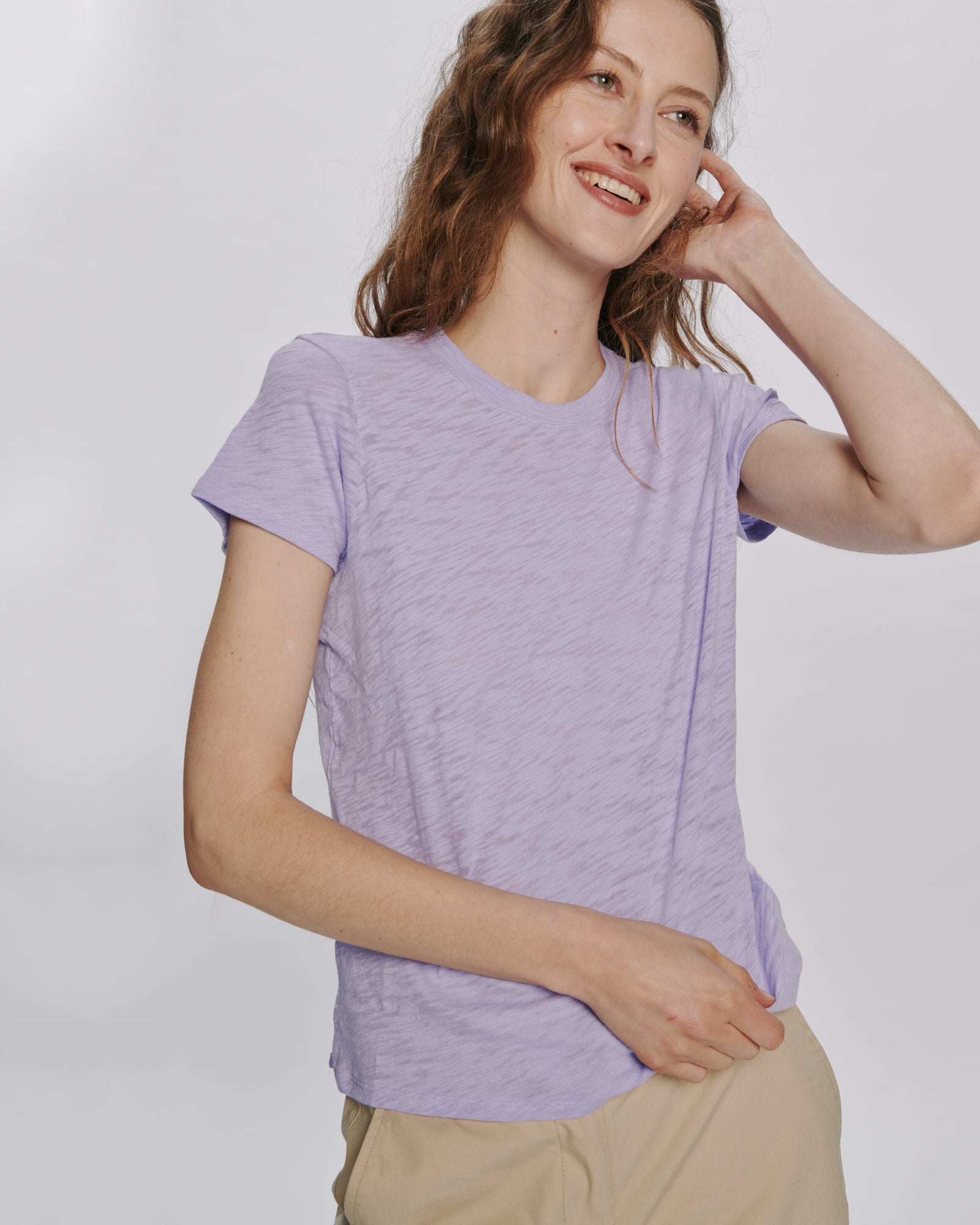 Slub Jersey Schoolboy Crew Neck Tee - Allium