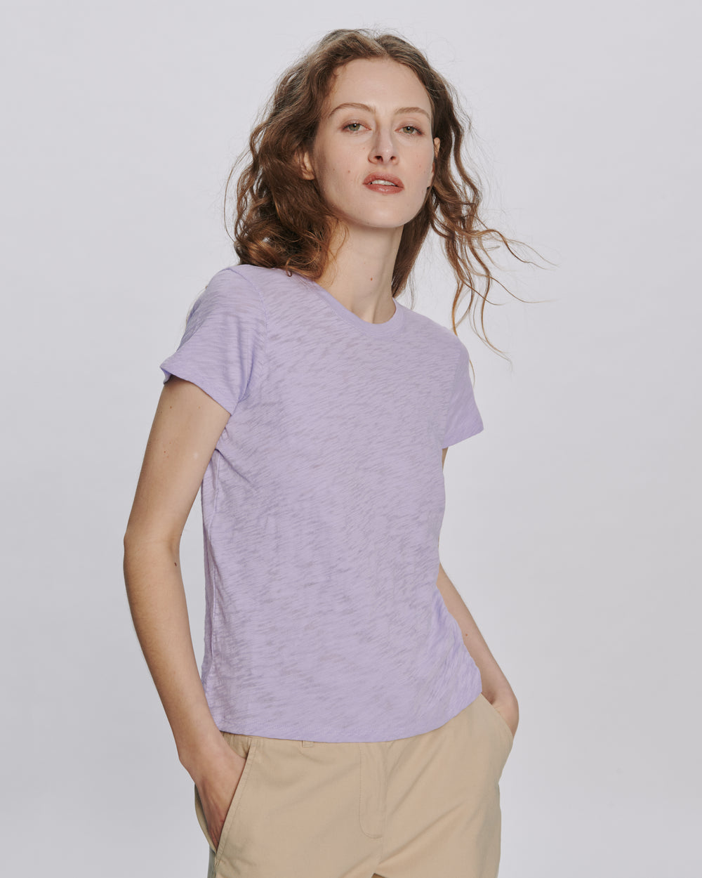 Slub Jersey Schoolboy Crew Neck Tee - Allium